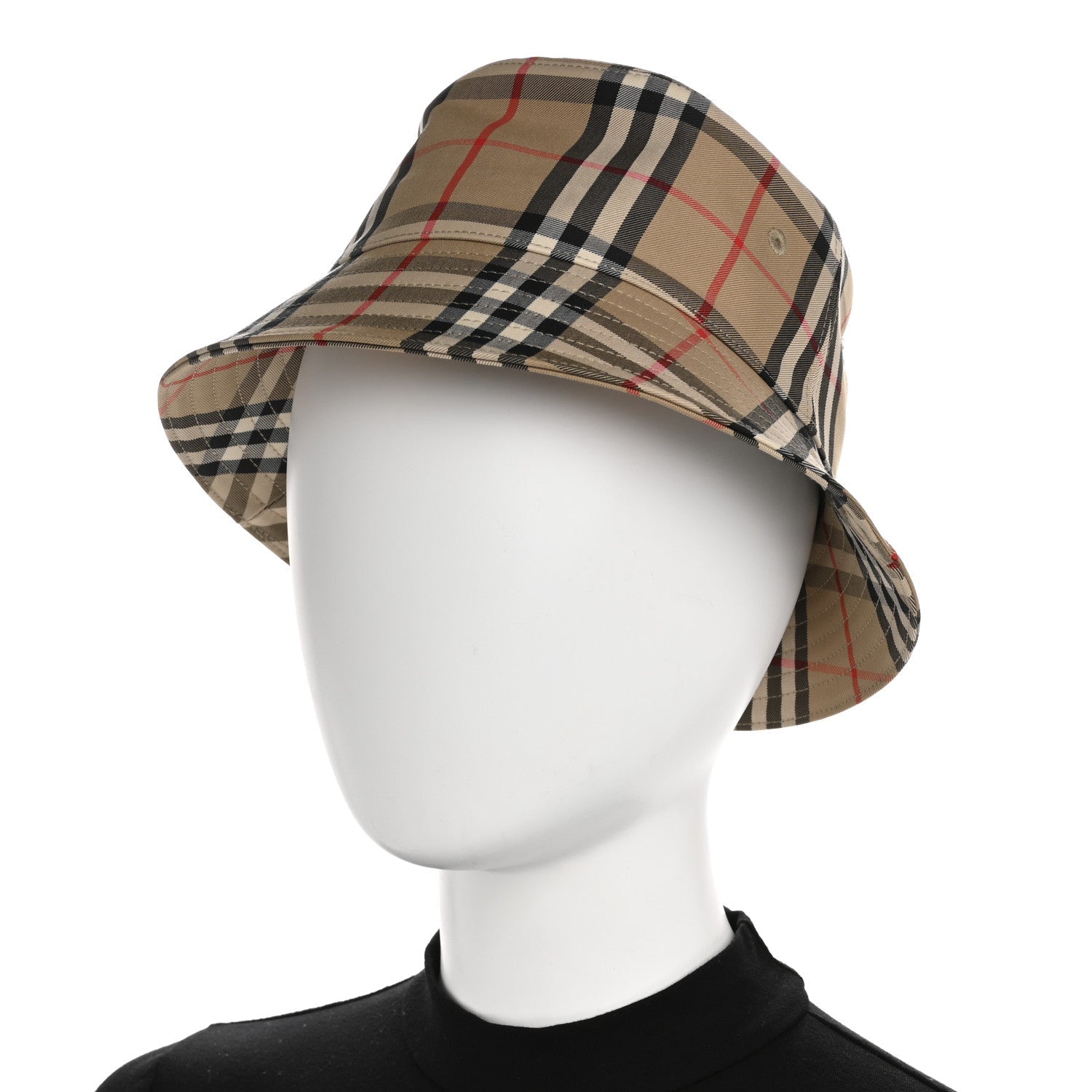 Technical Cotton Vintage Check Bucket Hat S Archive Beige