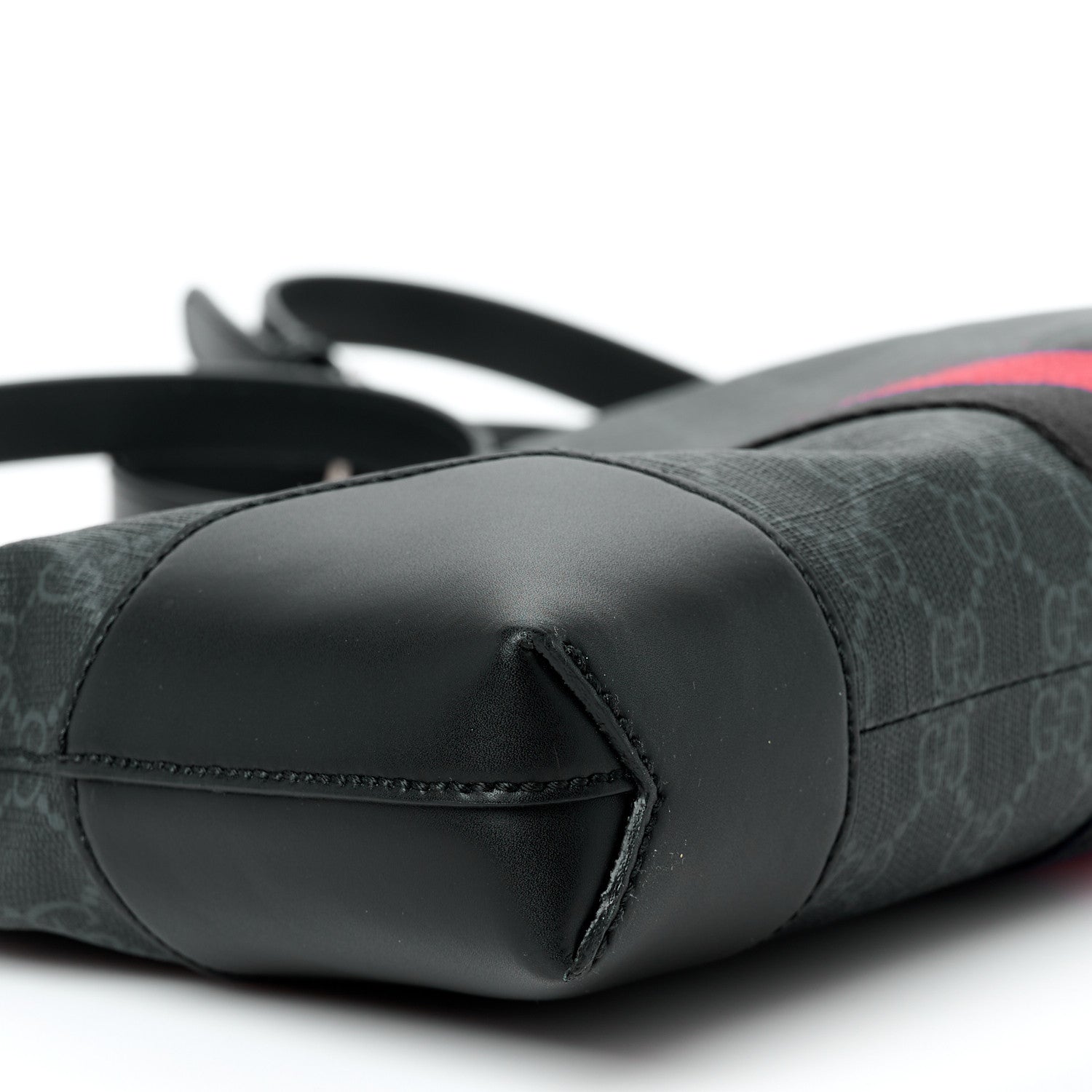 Soft GG Supreme Monogram Appia Calfskin Web East West Messenger Bag Black Grey