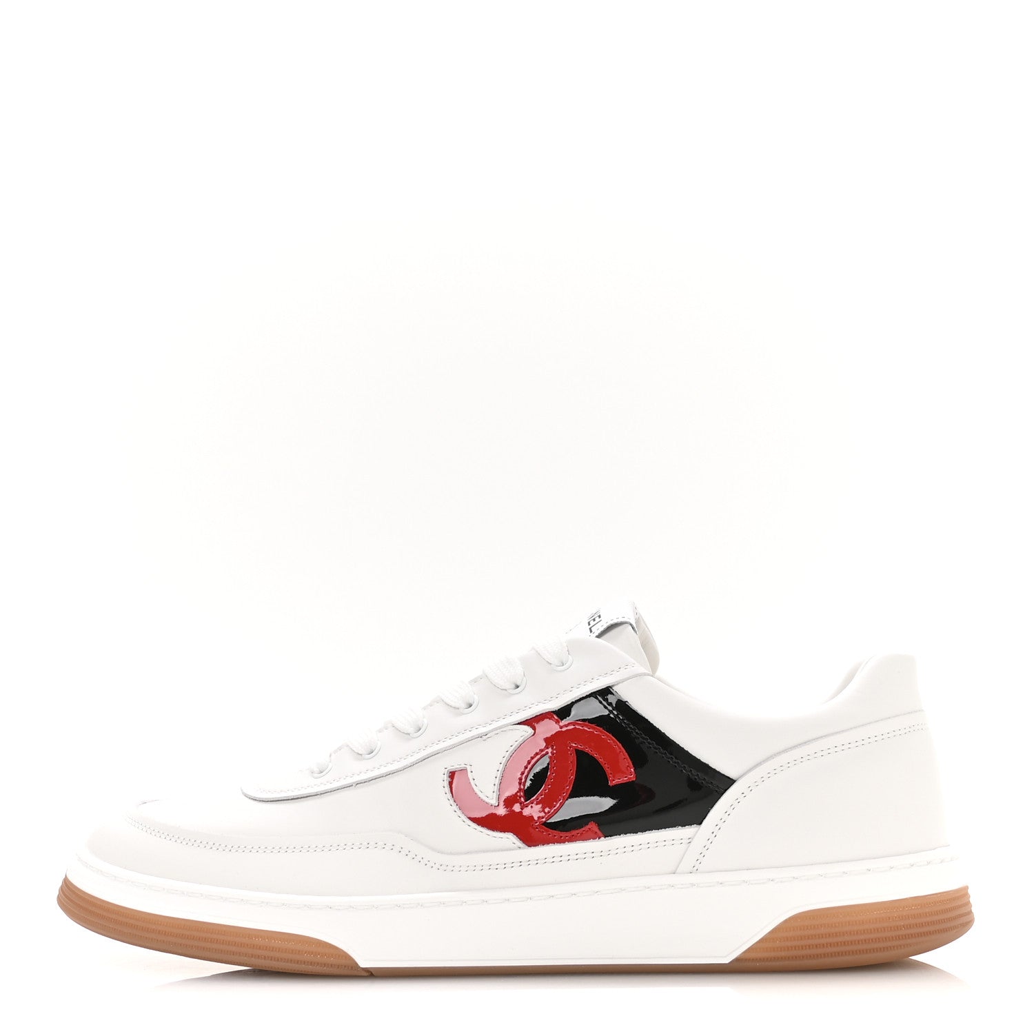 Calfskin Patent Calfskin Mens CC Sneakers 44 White Black Red