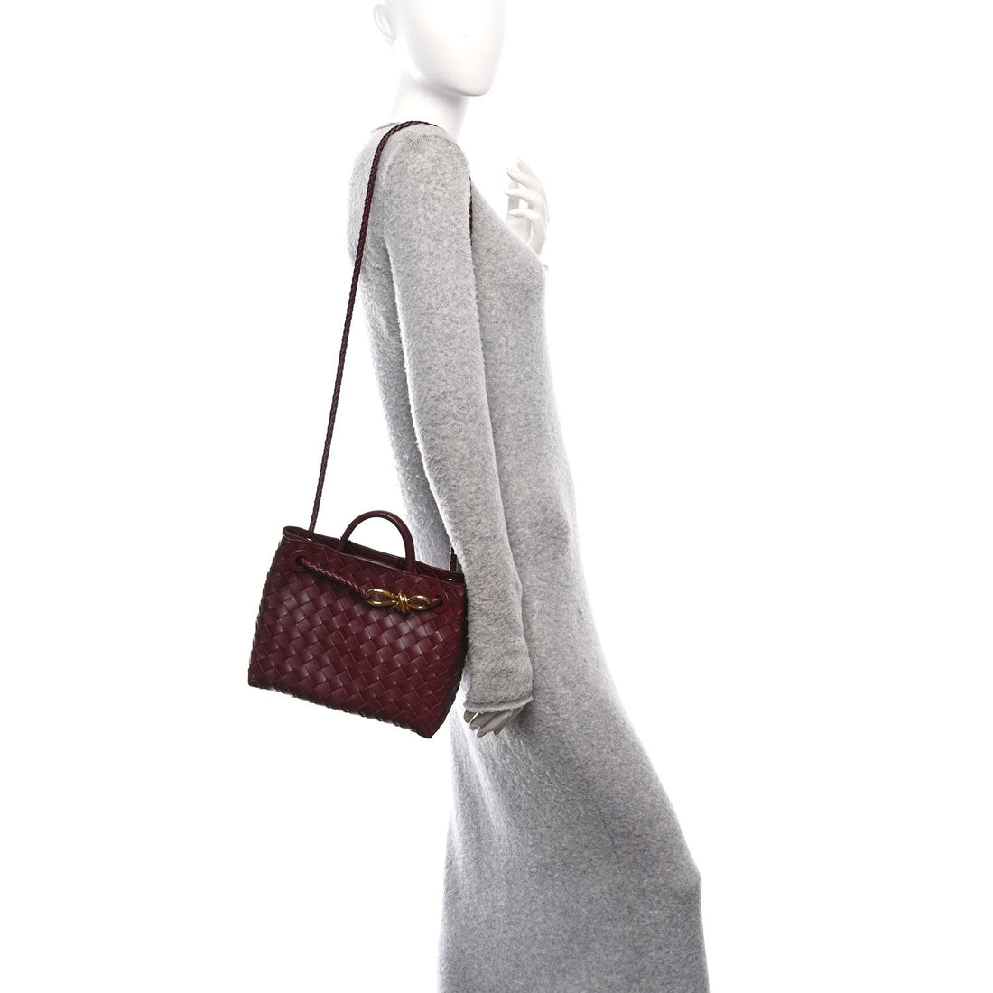 Nappa Intrecciato Small Andiamo Shoulder Bag Barolo
