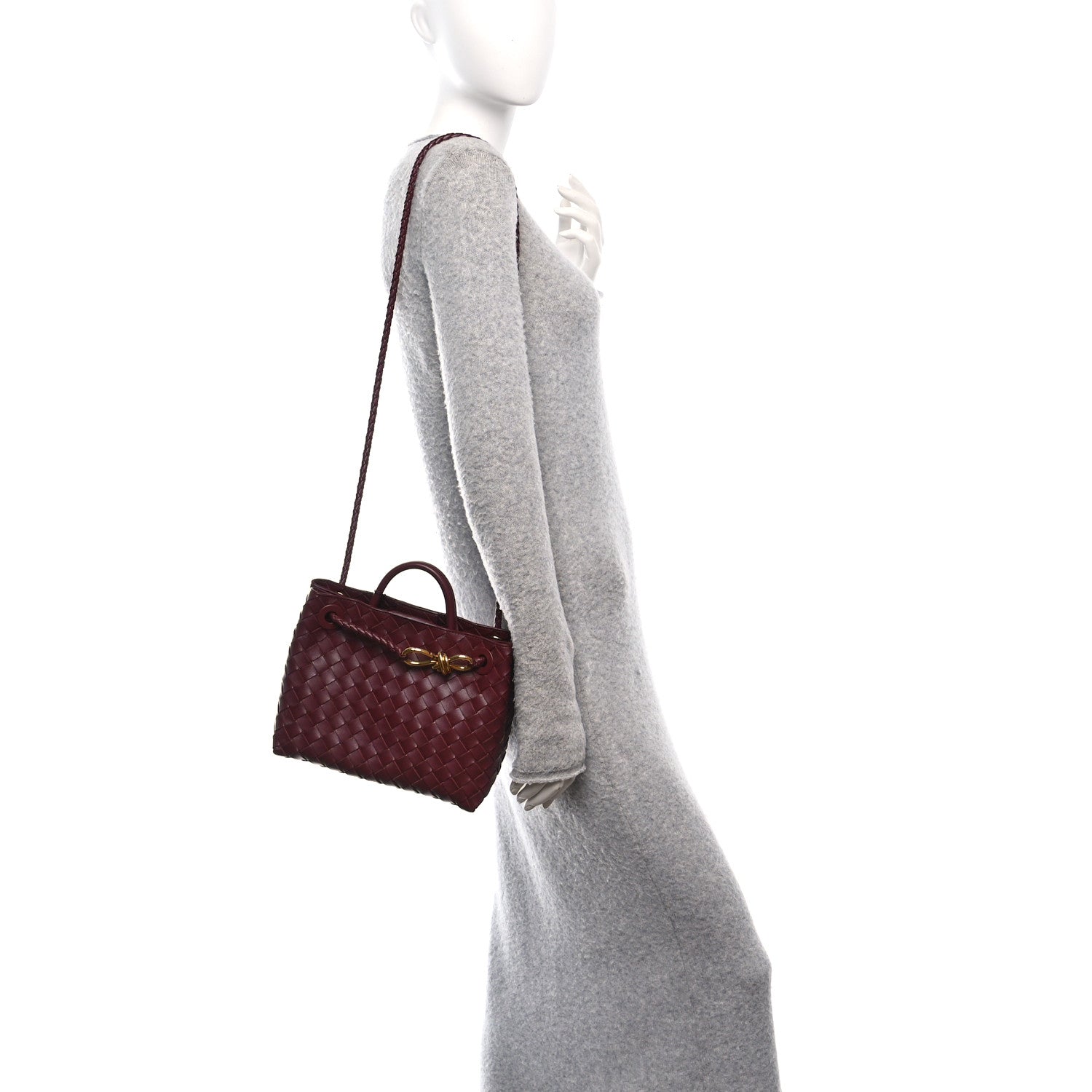 Nappa Intrecciato Small Andiamo Shoulder Bag Barolo