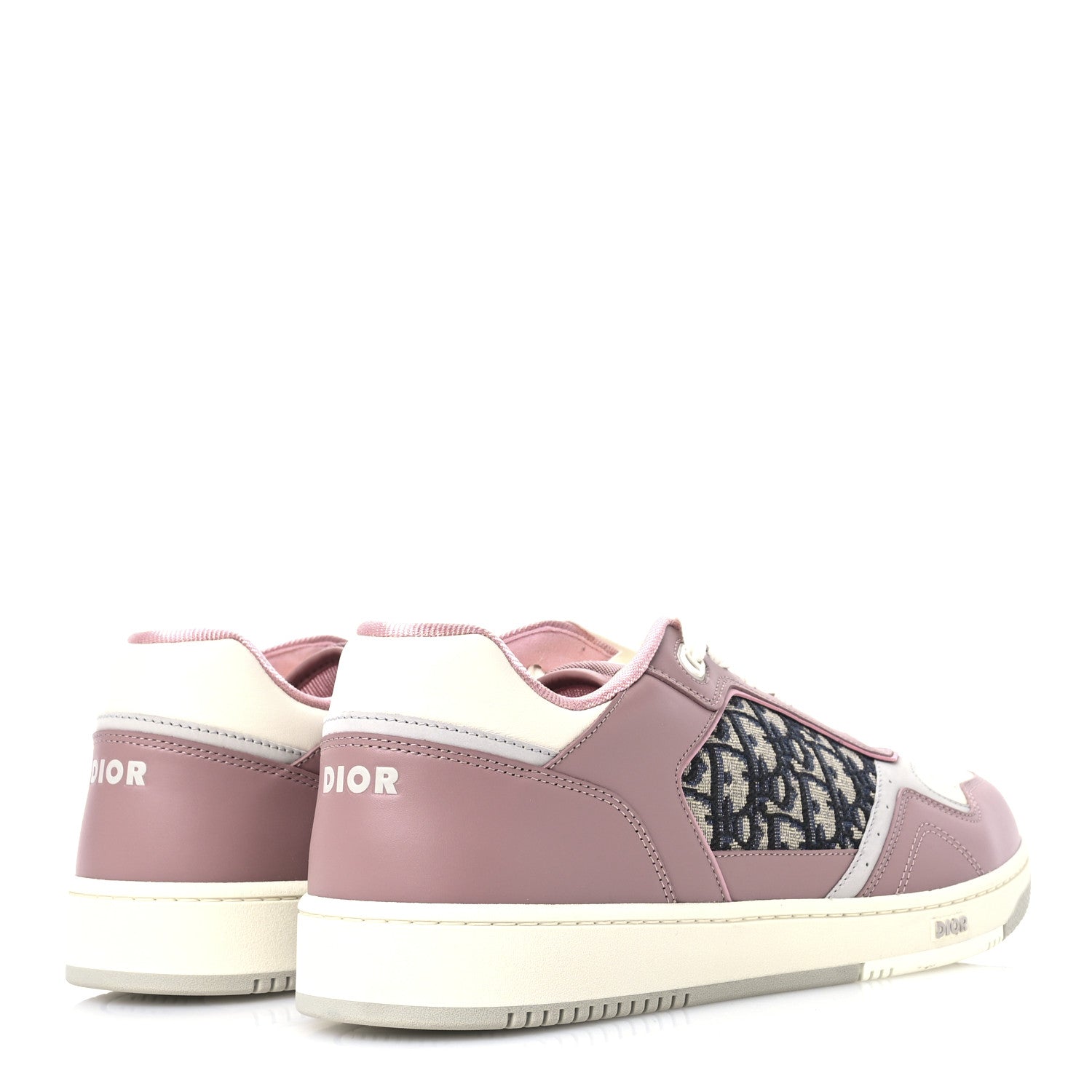 Smooth Calfskin Jacquard Oblique Mens B27 Low Top Sneakers 49 Pink White