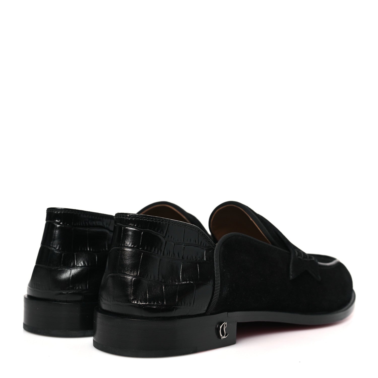 Crosta Alligator Embossed Mens Penny No Back Flat 42.5 Black