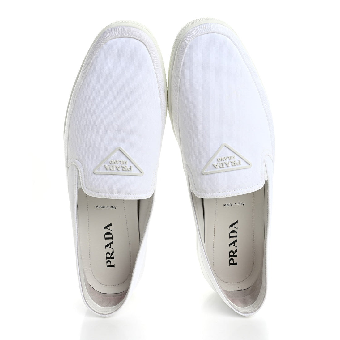 Technical Nylon Triangle Logo Mens Slip On Sneakers 11 White