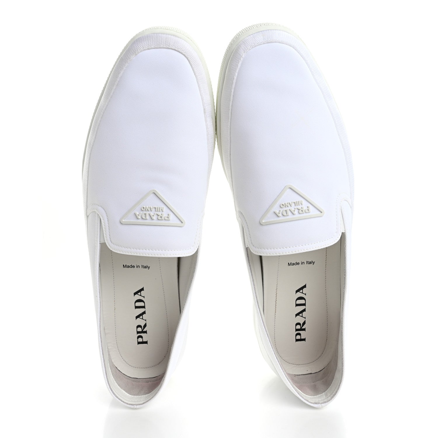 Technical Nylon Triangle Logo Mens Slip On Sneakers 11 White