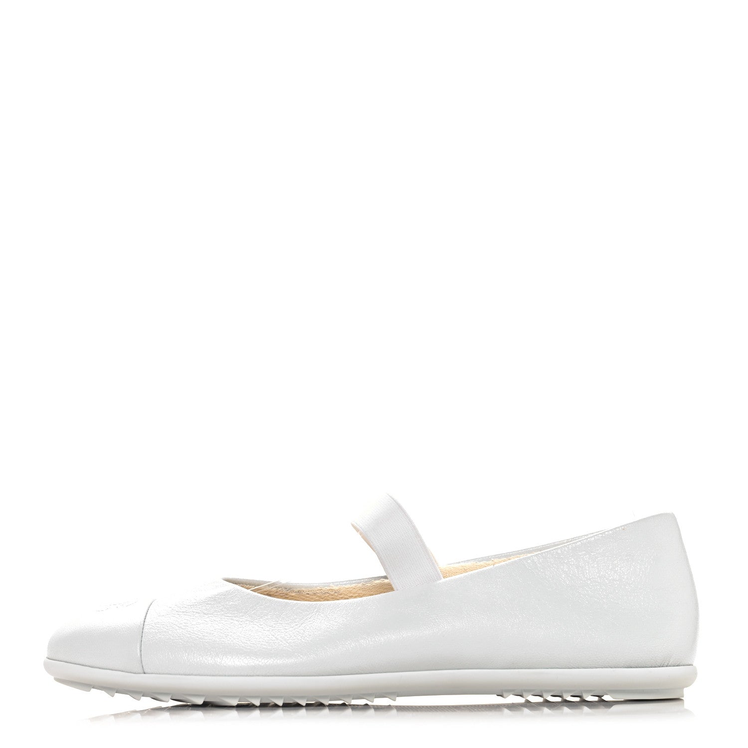 Lambskin Cap Toe CC Mary Jane Flats 39.5 White