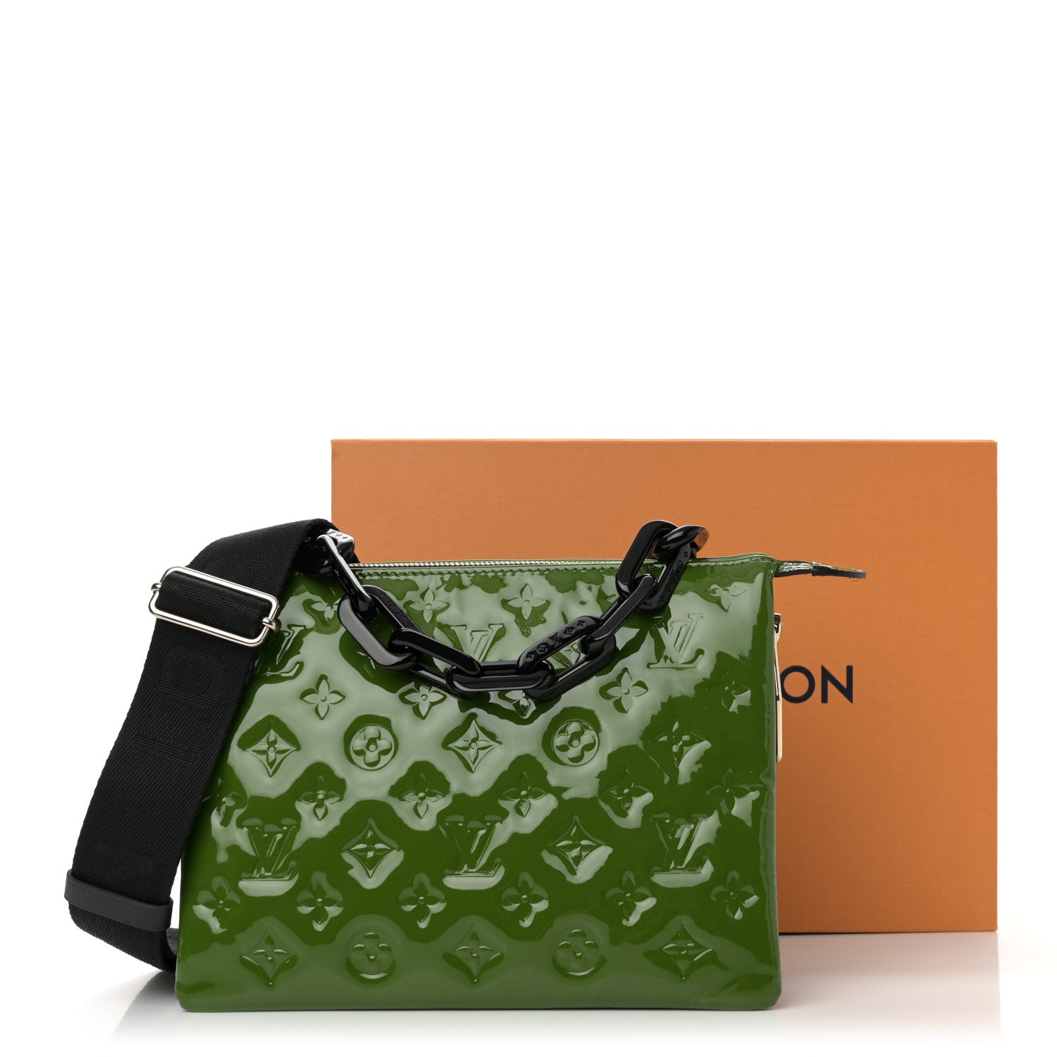 Patent Embossed Monogram Coussin PM Green Black