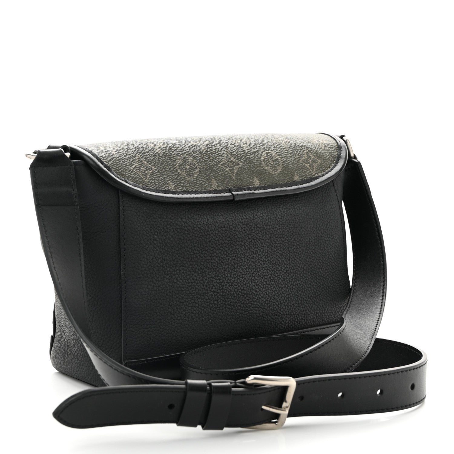 Grained Calfskin Monogram Pulse Messenger Khaki Black