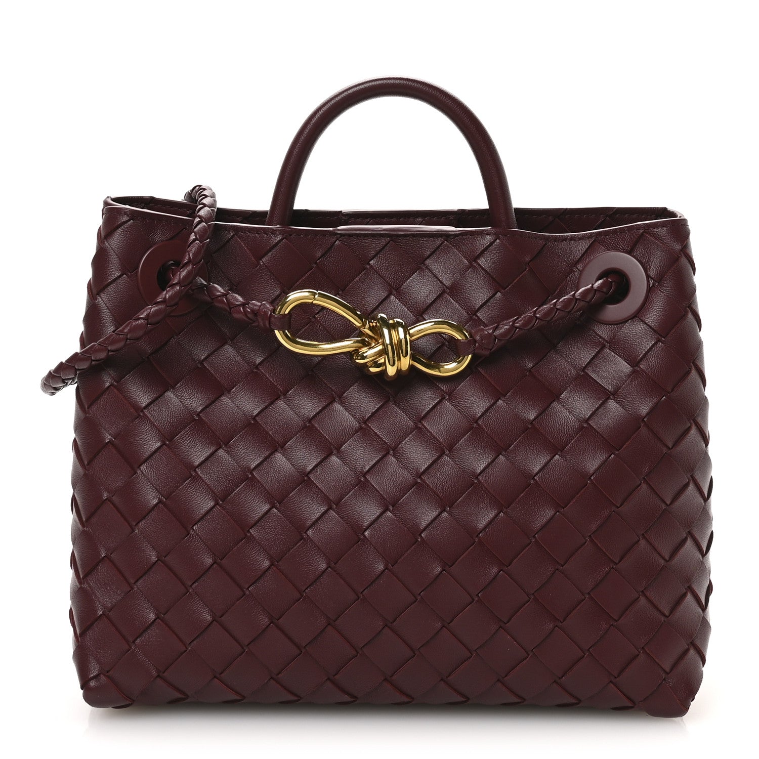 Nappa Intrecciato Small Andiamo Shoulder Bag Barolo