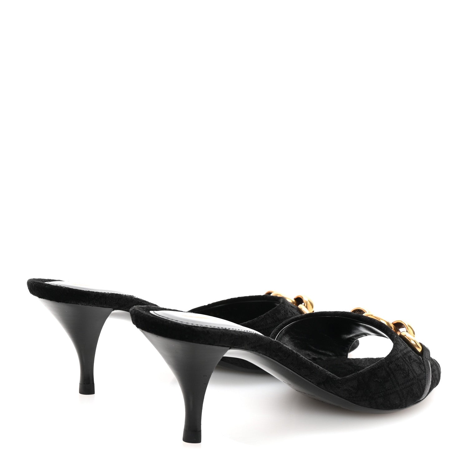 Velour All-Over Monogram Le Maillon 60 Mules 35 Black