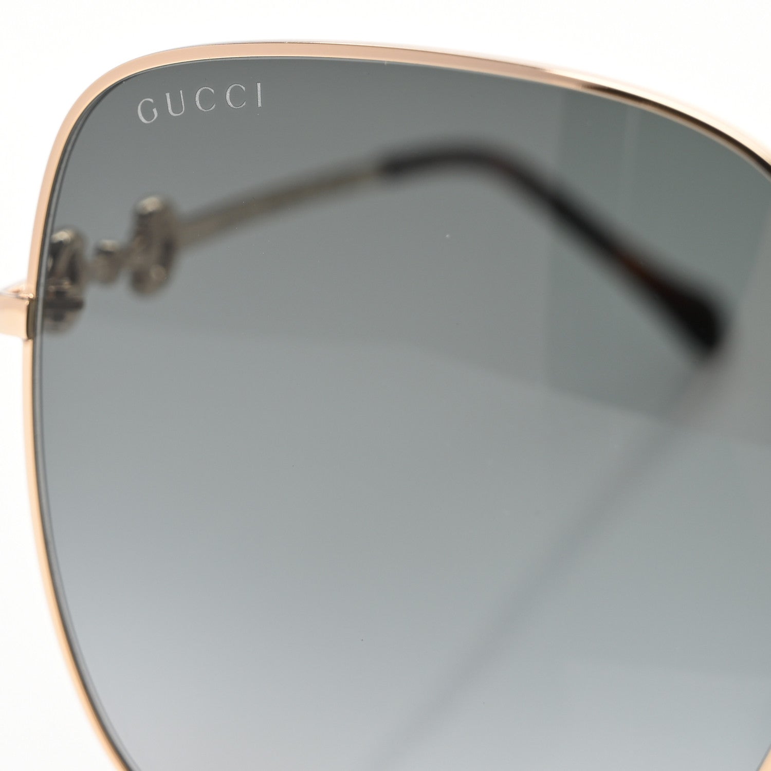 Metal Horsebit Square Frame Sunglasses GG0879S Gold