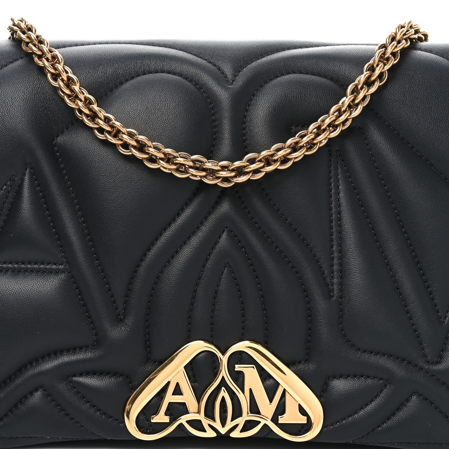 Calfskin Quilted The Seal Chain Shoulder Bag Black