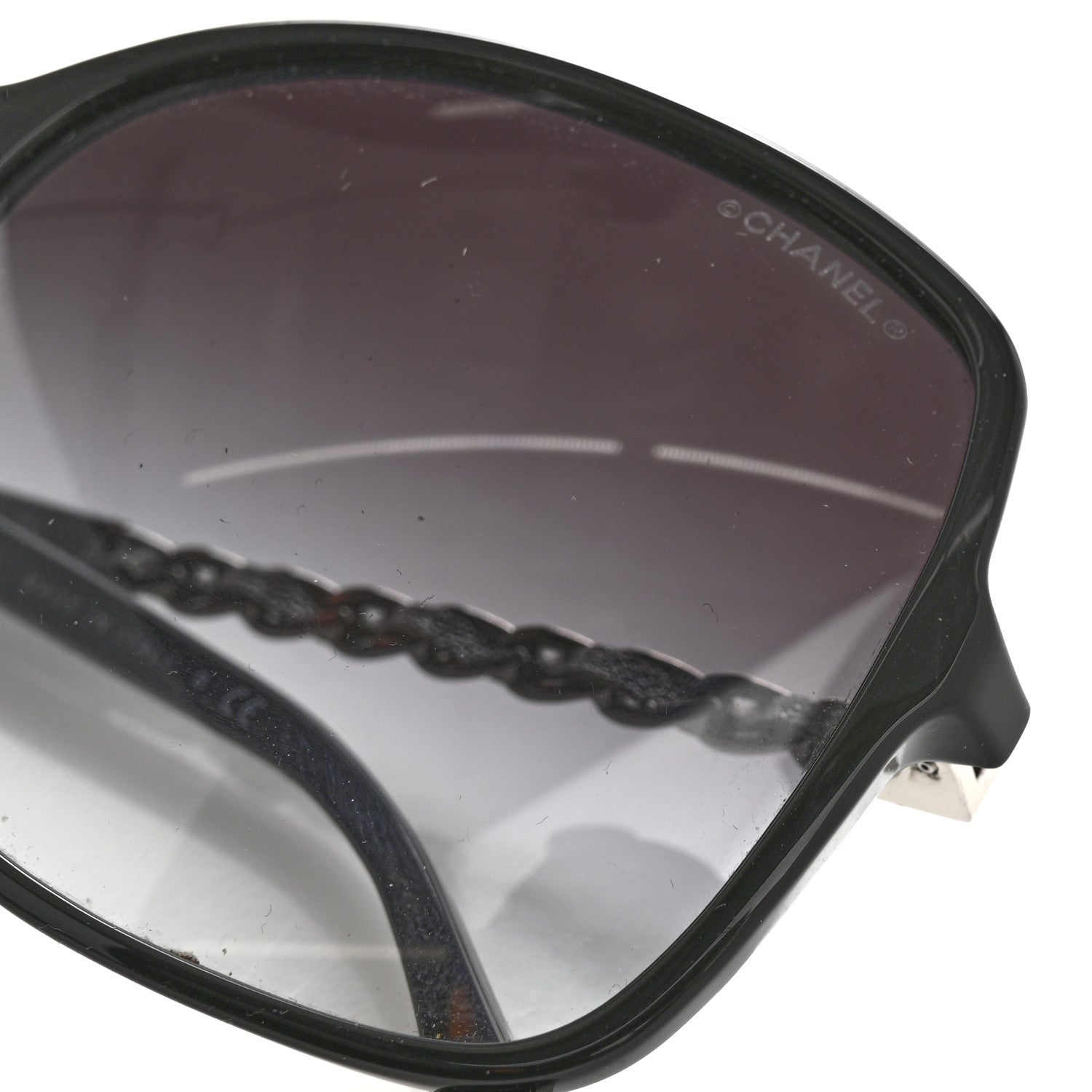 Lambskin Square Chain Sunglasses 5210-Q Black