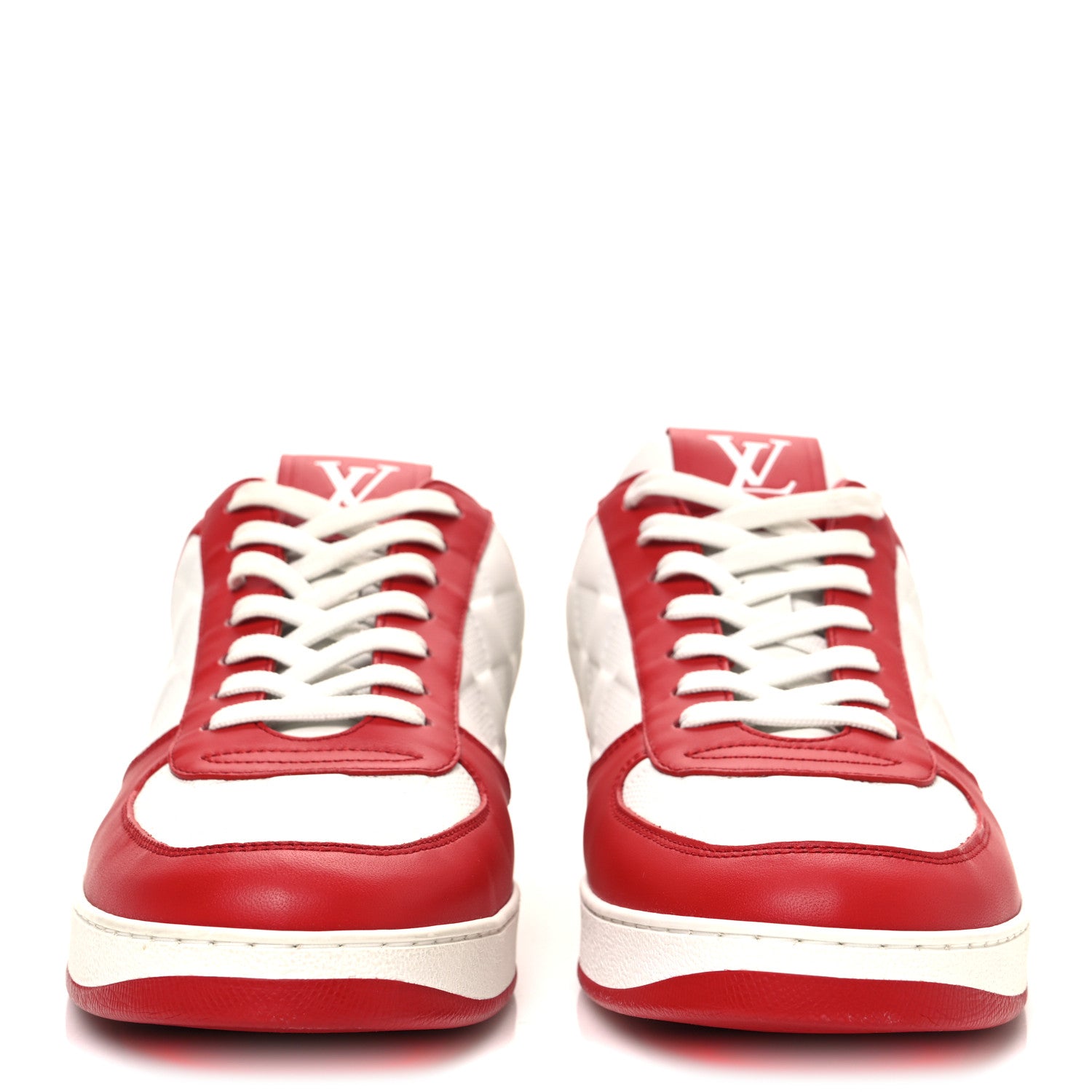 Calfskin Maxi Damier Mens Rivoli Sneakers 8 Orange White