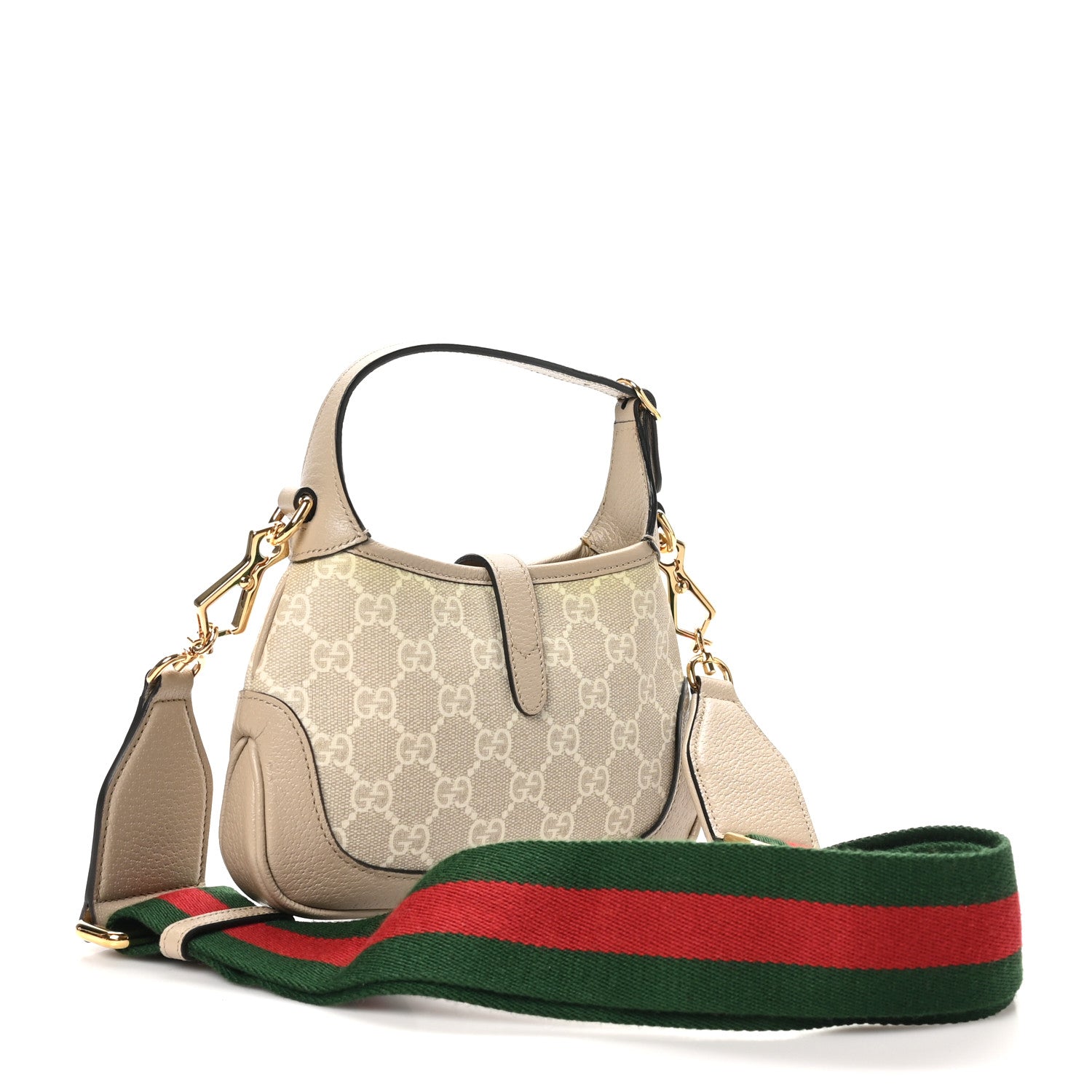 GG Supreme Monogram Textured Dollar Calfskin Mini Jackie 1961 Hobo Beige Mystic White Oatmeal
