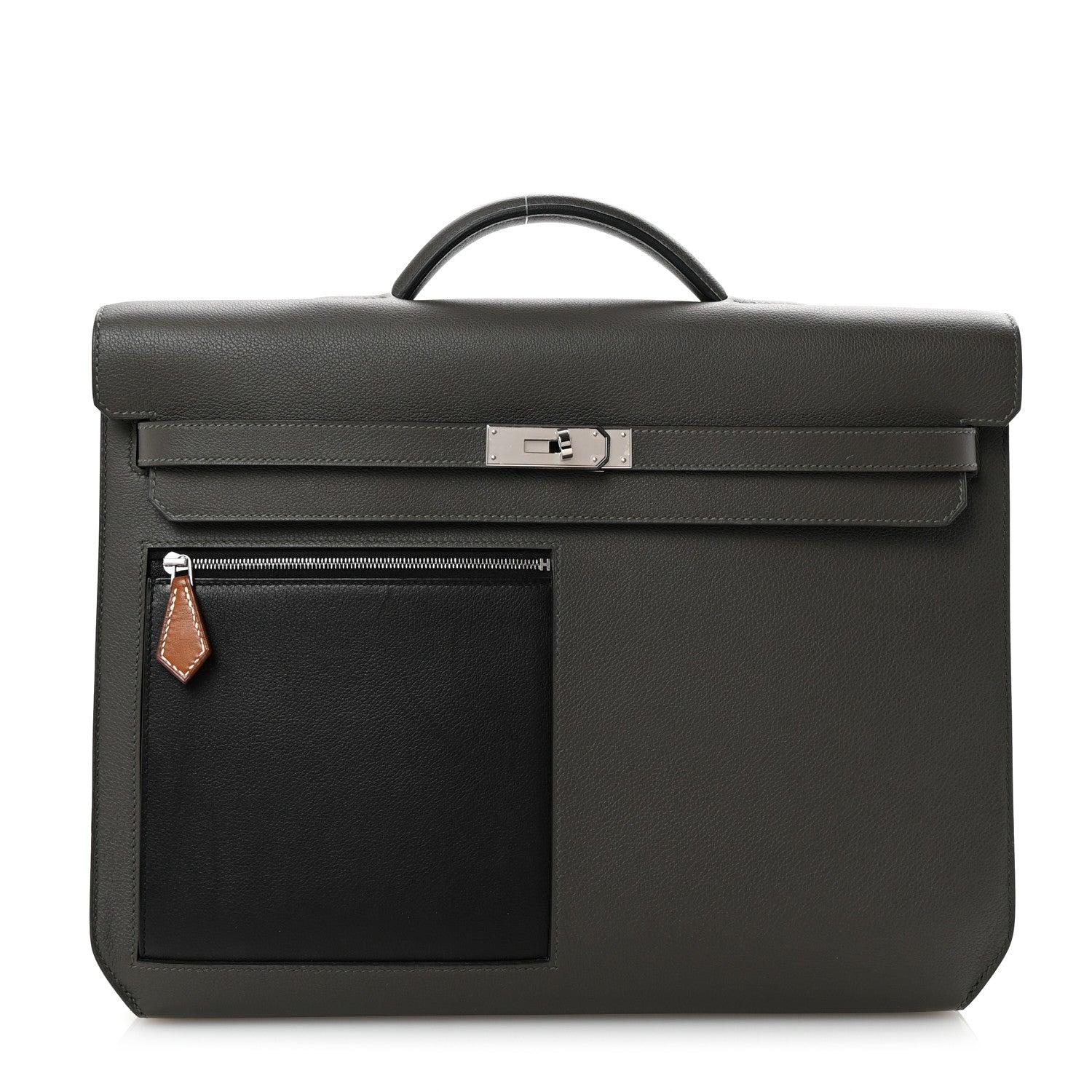 Evercolor Evergrain Barenia Kelly Depeches 36 Briefcase Vert De Gris Black Fauve