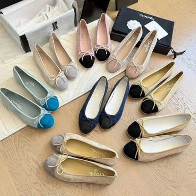 Cc 25C Ballet Flat Two-Tone Suede Calfskin