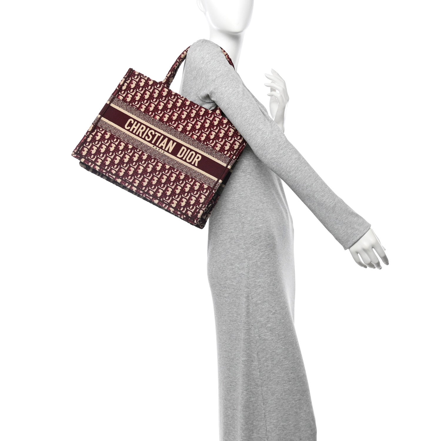Oblique Medium Book Tote Burgundy Multicolor