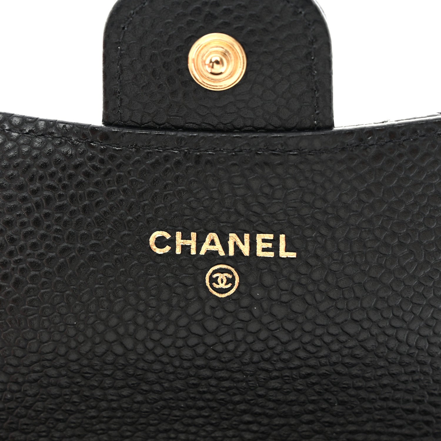 Caviar Quilted Flap Card Holder Wallet Black