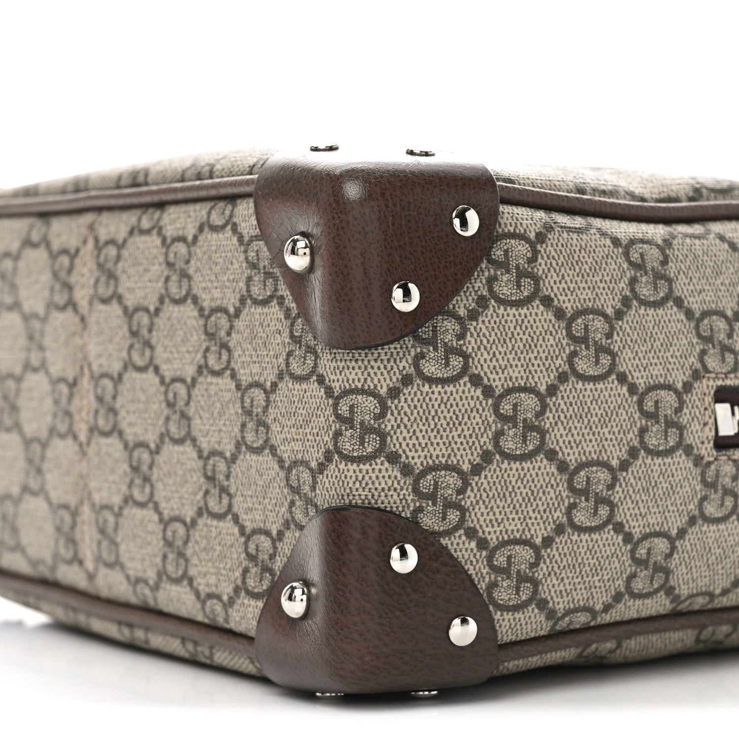 GG Supreme Monogram Textured Calfskin Square Messenger Bag Beige Ebony New Acero