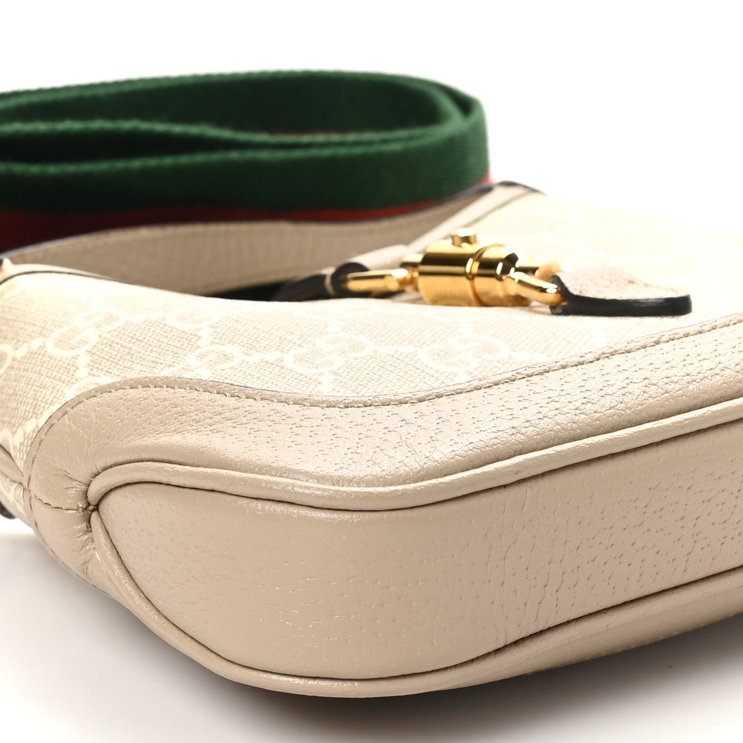 GG Supreme Monogram Textured Dollar Calfskin Mini Jackie 1961 Hobo Beige Mystic White Oatmeal