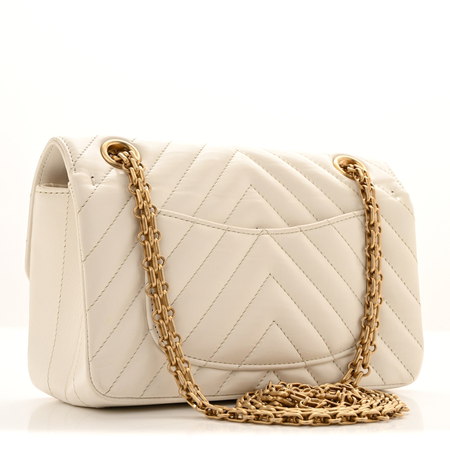 Aged Calfskin Chevron Quilted 2.55 Reissue Mini Flap White
