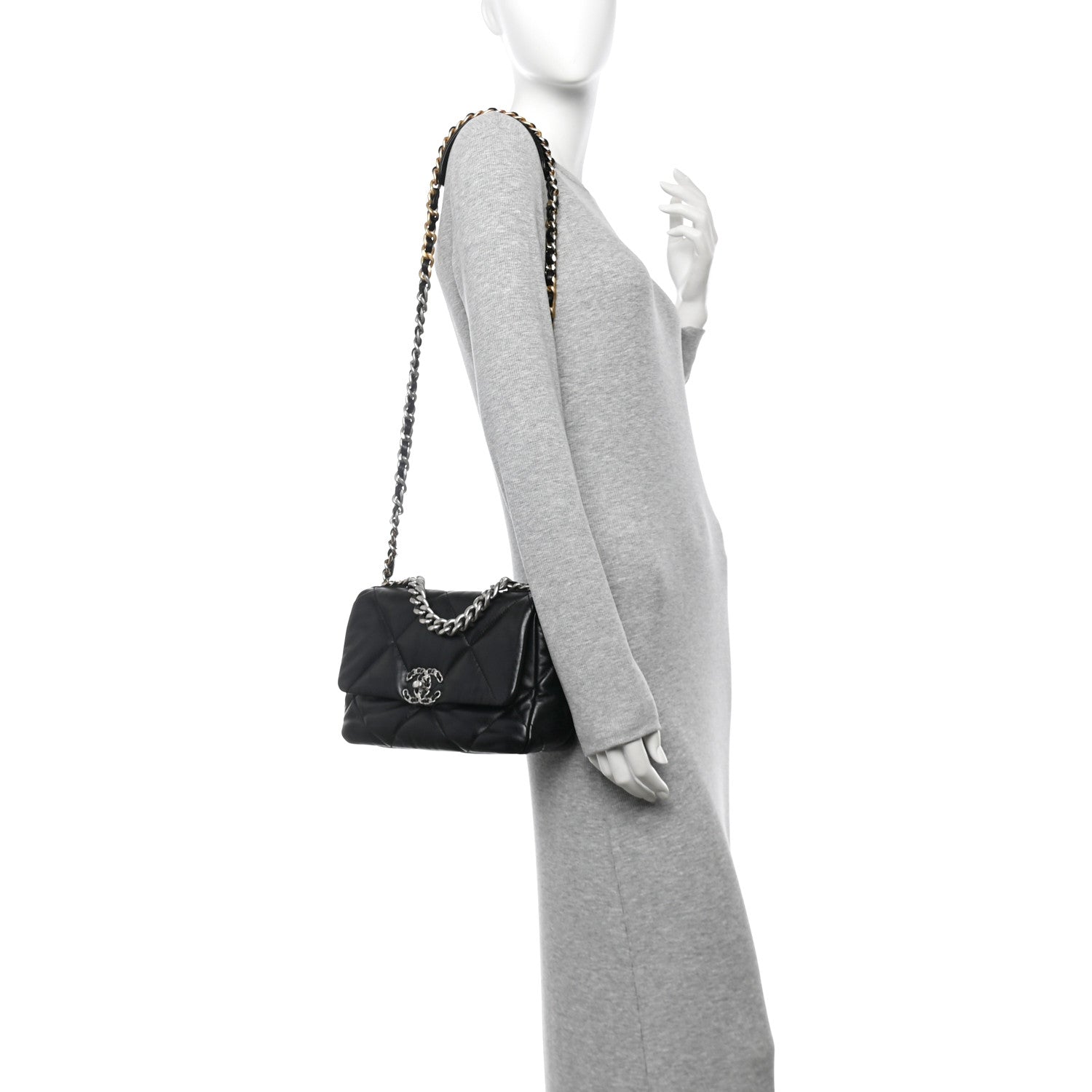 Lambskin Quilted Medium Chanel 19 Flap Black