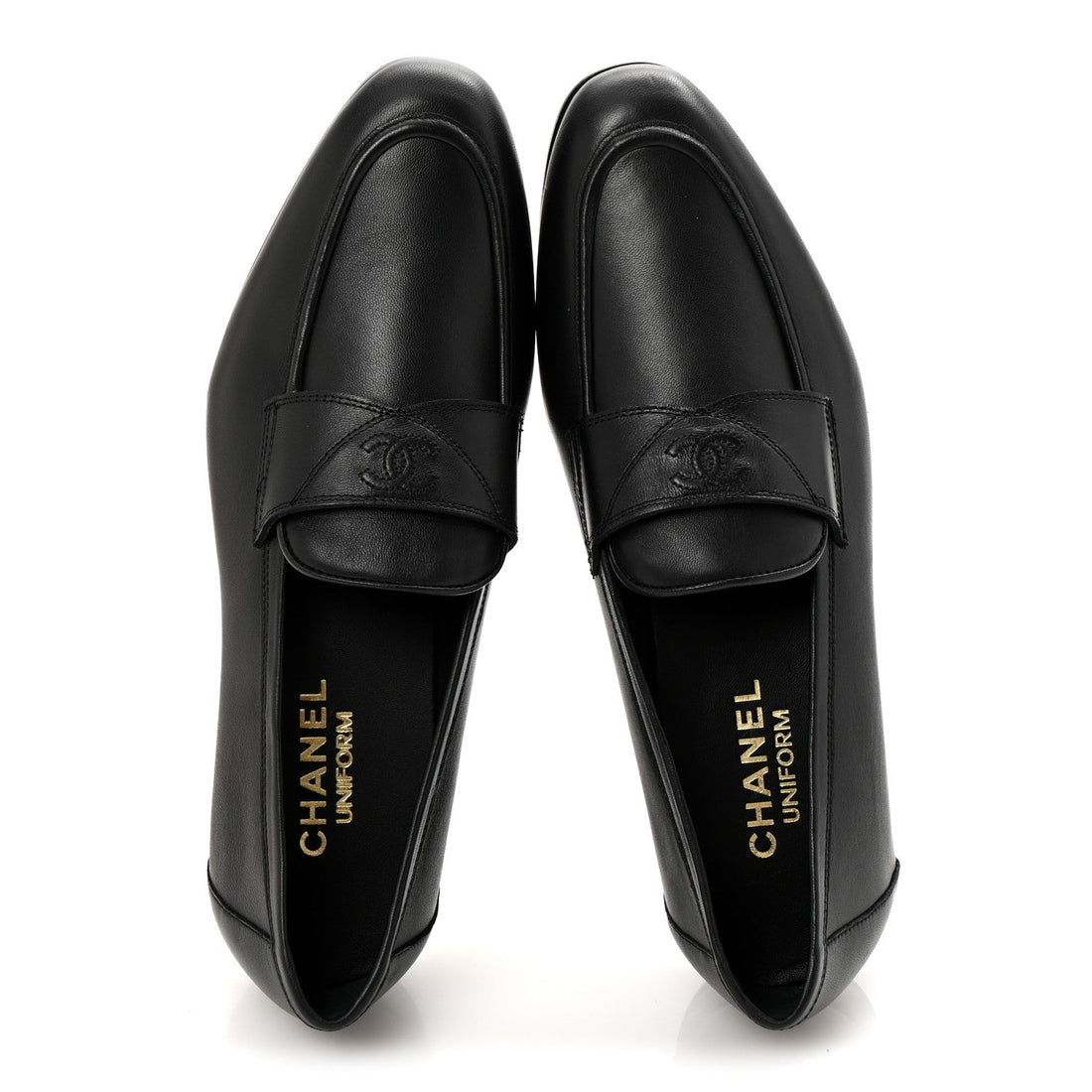 Lambskin Mens Stitched CC Loafers 42 Black