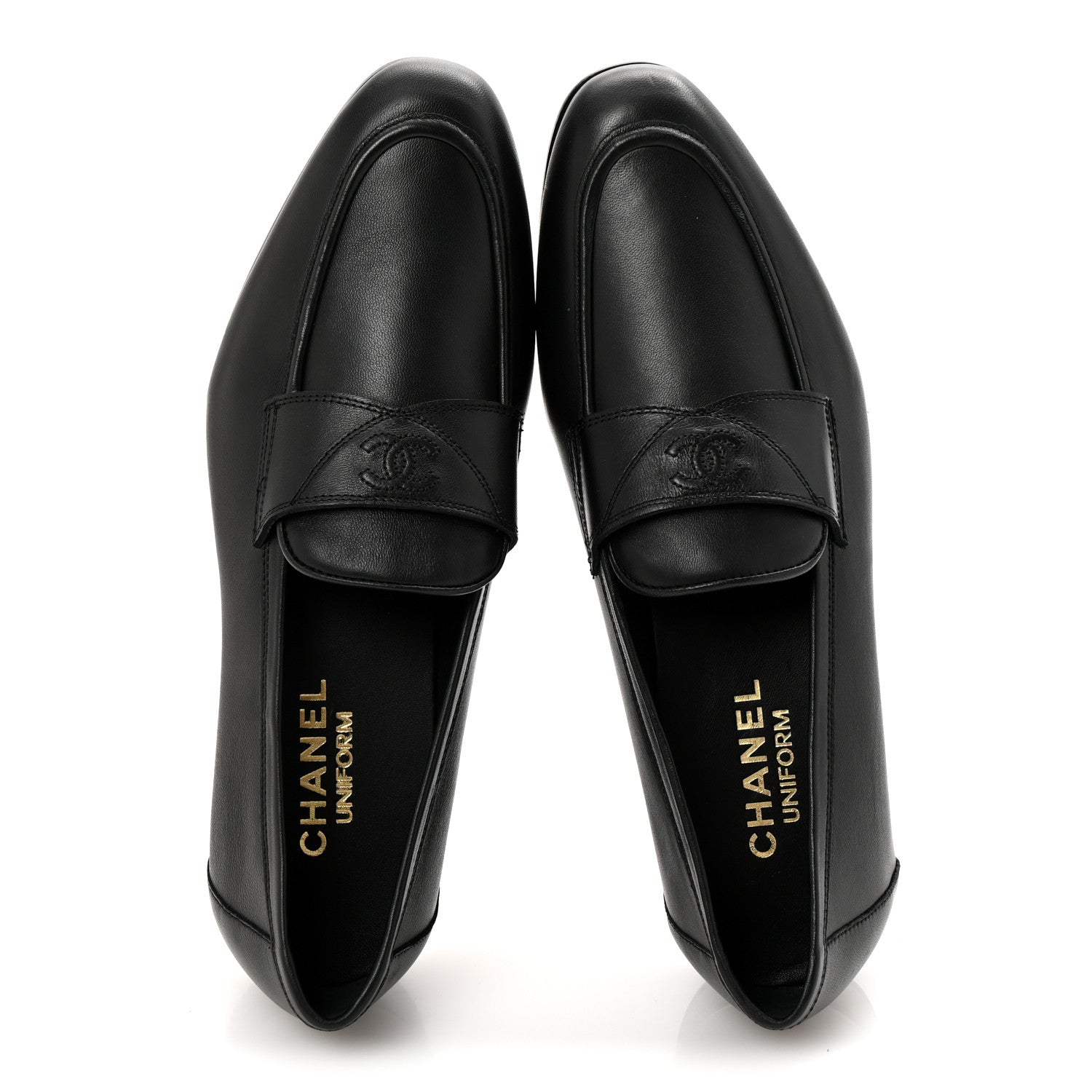 Lambskin Mens Stitched CC Loafers 42 Black