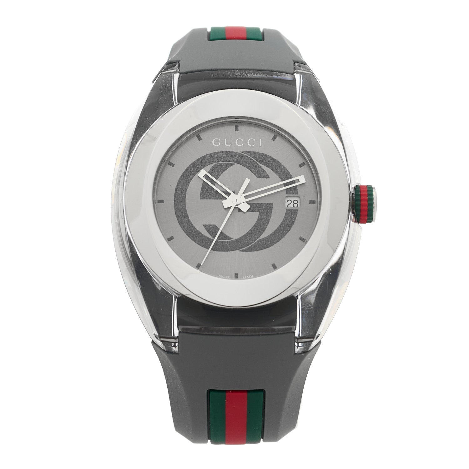 Stainless Steel Rubber 46mm Sync Web Quartz Watch Grey