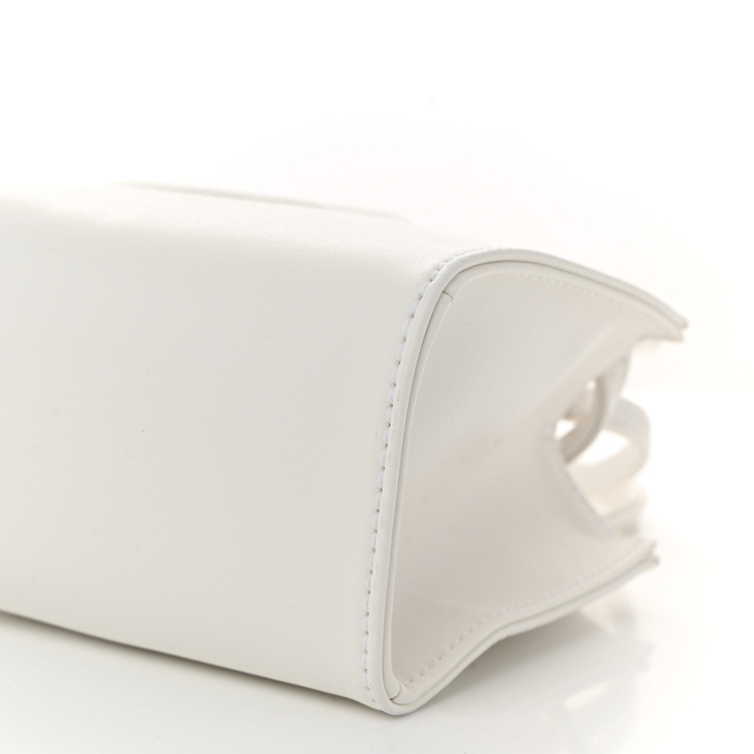 Vegan Leather Small Shopping Bag White