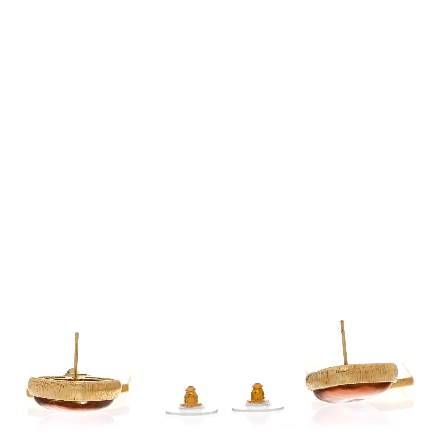 CC Tags Drop Earrings Gold Pink