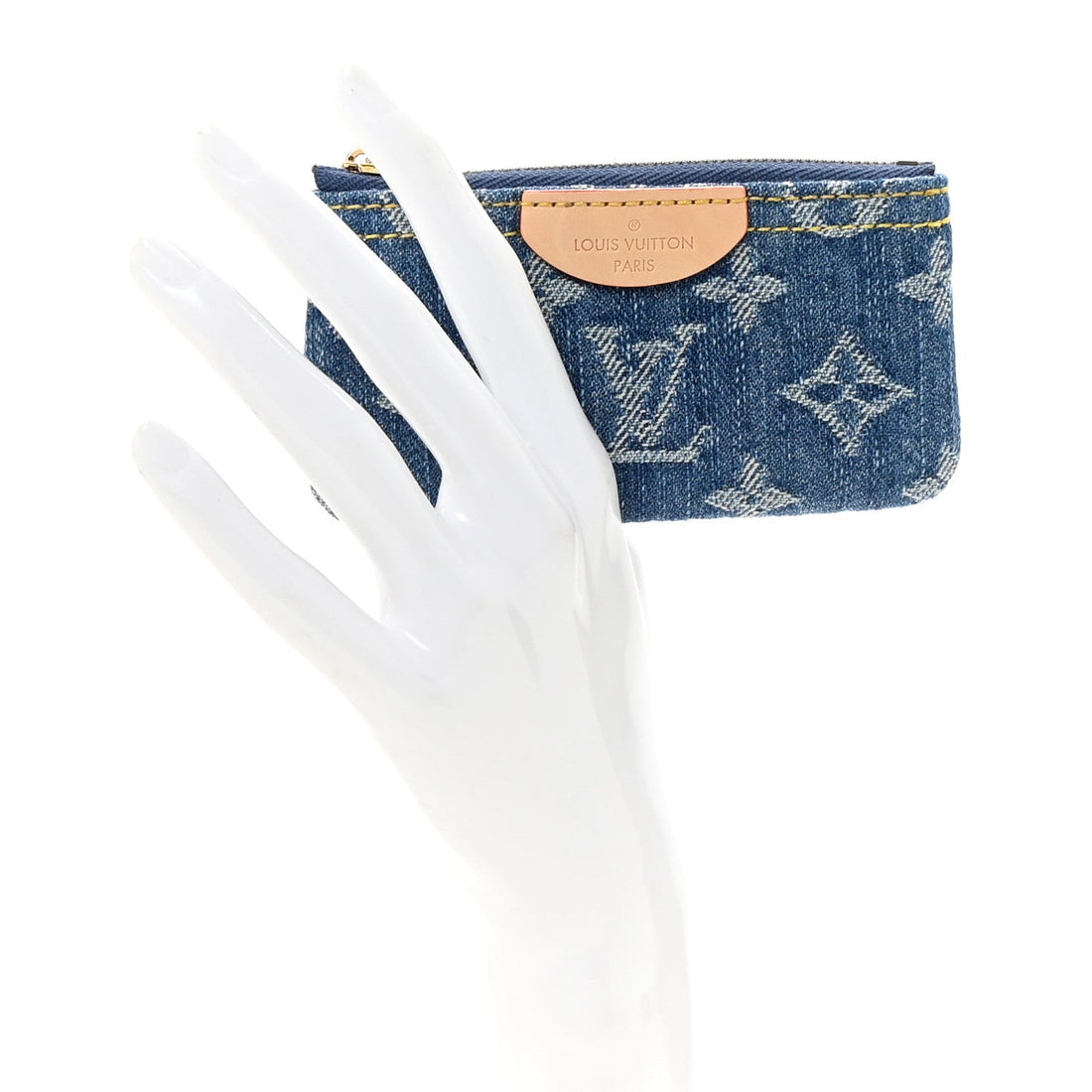Monogram Denim Key Pouch Denim Blue