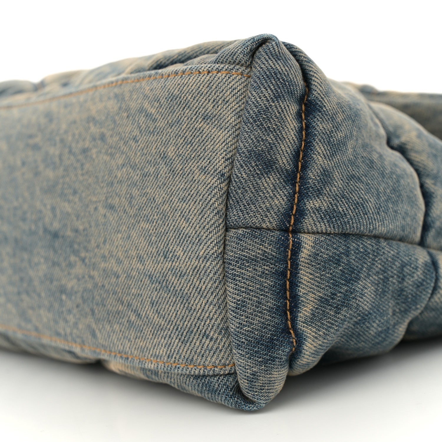 Denim Quilted Small Loulou Puffer Monogram Chain Satchel Blue Cinnamon