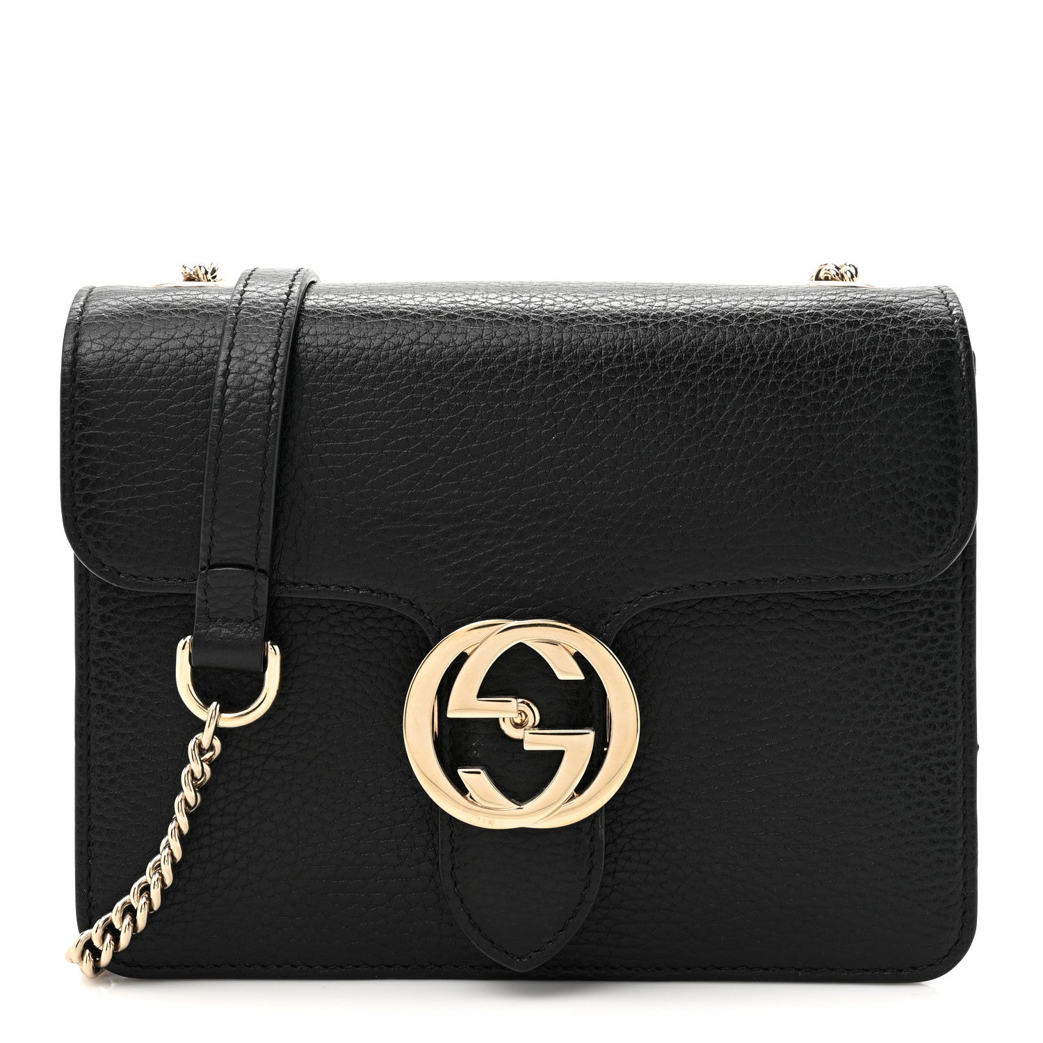 Dollar Calfskin Small Interlocking G Shoulder Bag Black