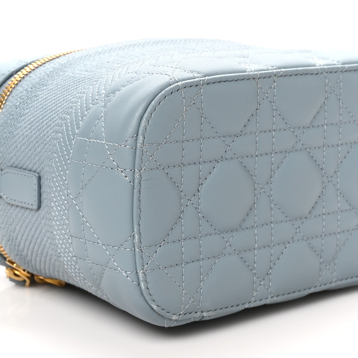 Lambskin Cannage Small Diortravel Vanity Case Cloud Blue