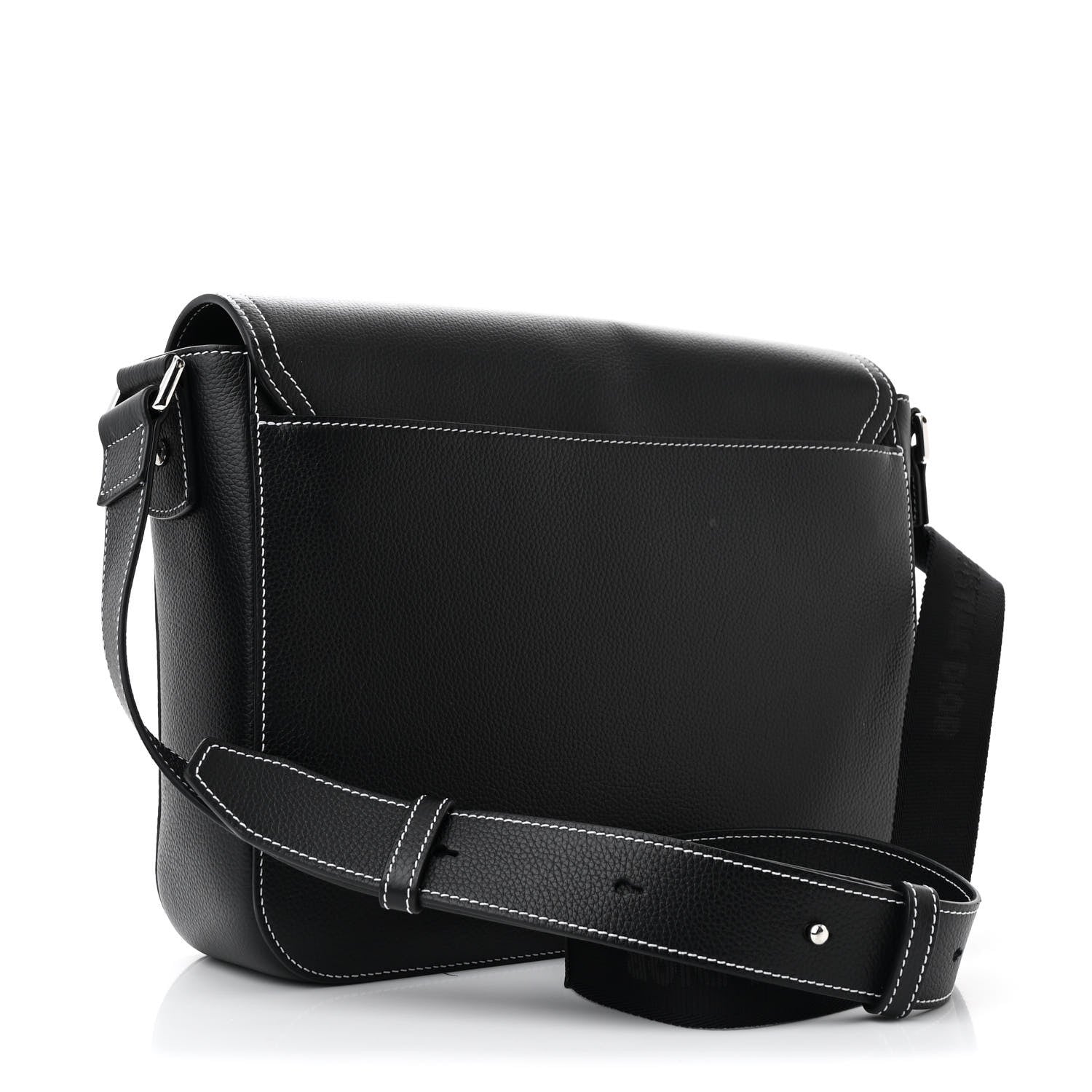 Grained Calfskin Medium Saddle Messenger Bag Black