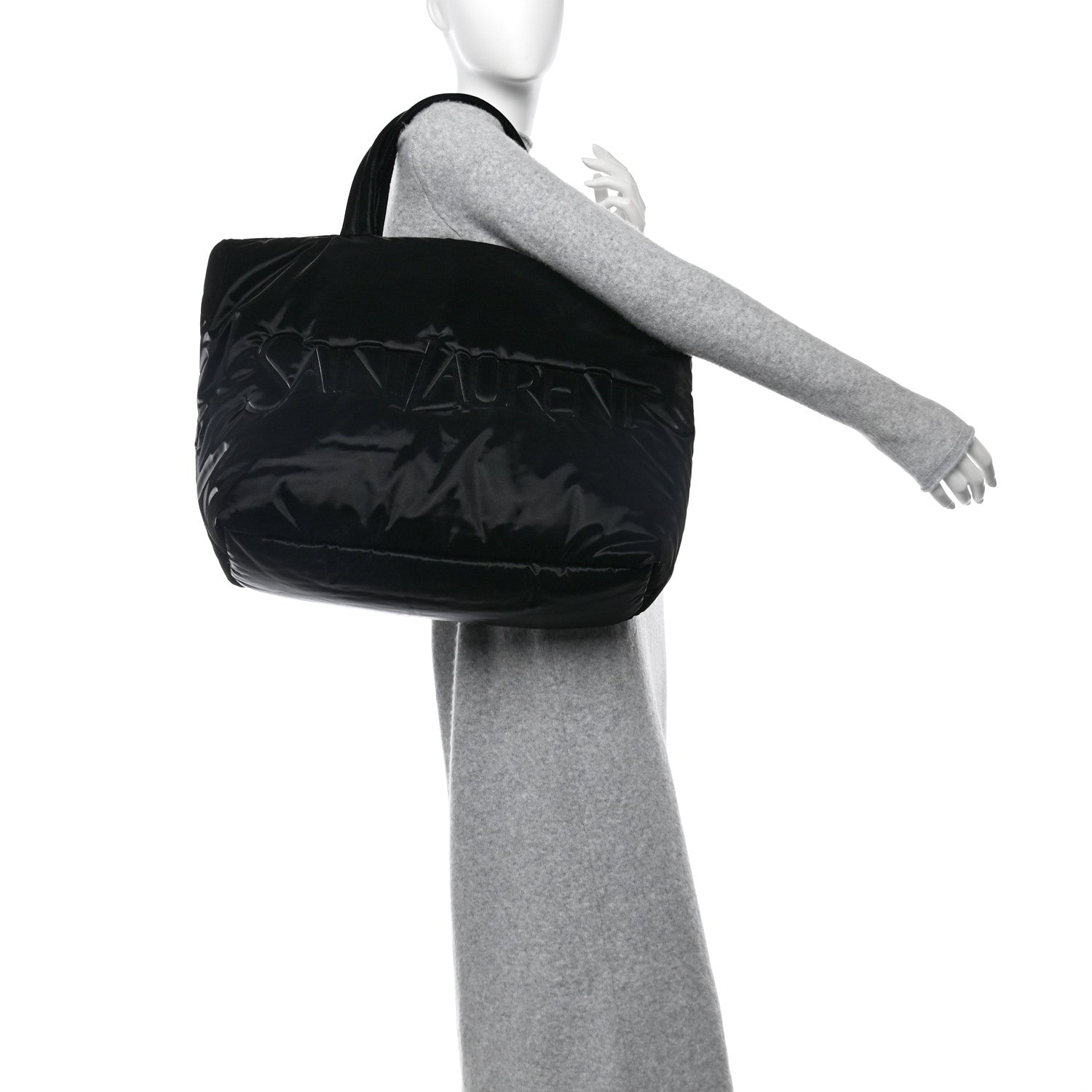 Silktech Canvas Wide Puffer Tote Black