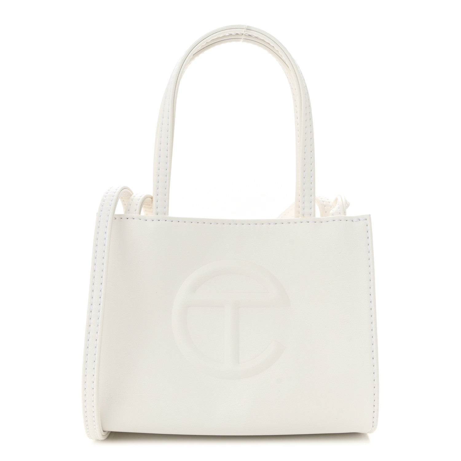Vegan Leather Small Shopping Bag White