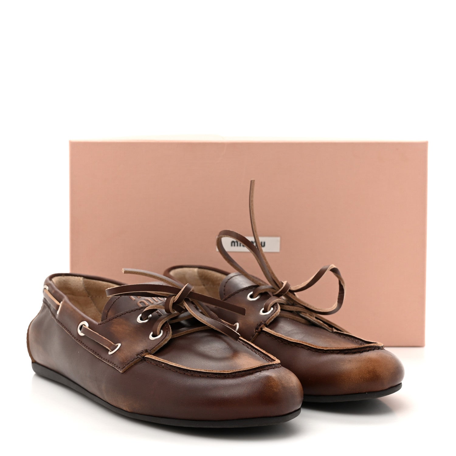 Vitello Deco Boat Loafers 39 Bruciato