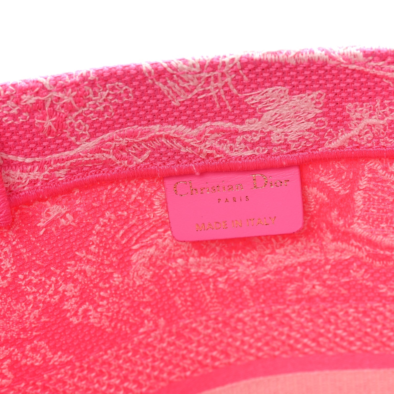 Canvas Embroidered Medium Dioriviera Toile De Jouy Book Tote Fluorescent Pink
