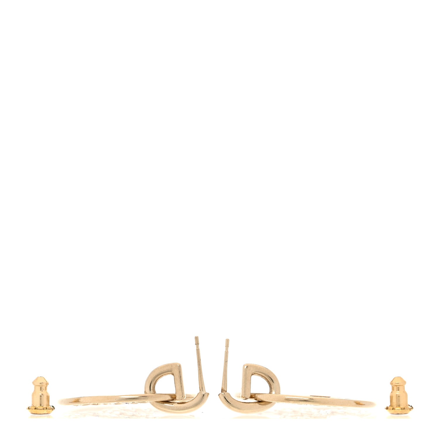 Crystal Chain Chanel Strass CC Drop Earrings Gold