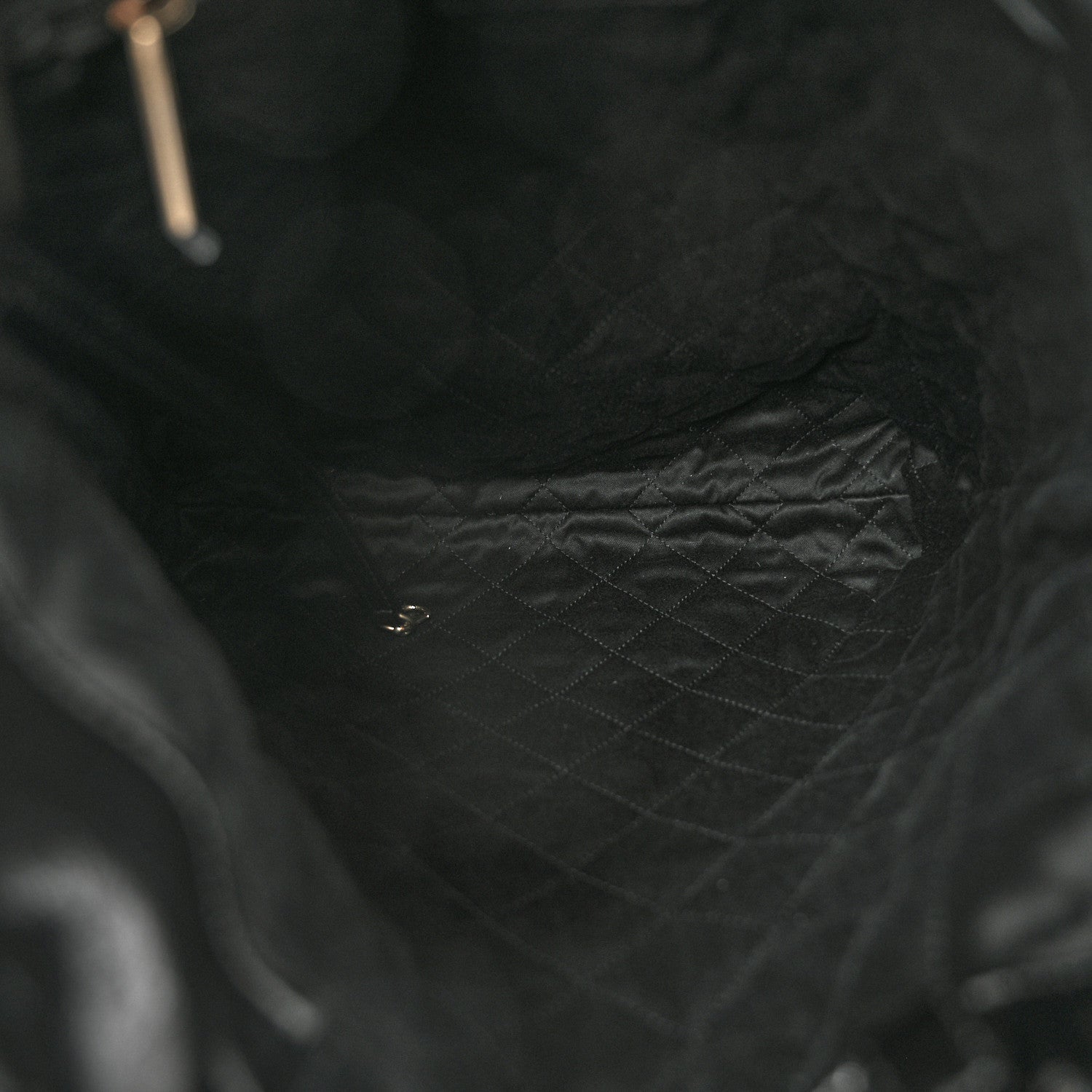 Shiny Calfskin Quilted Chanel 22 Backpack Black