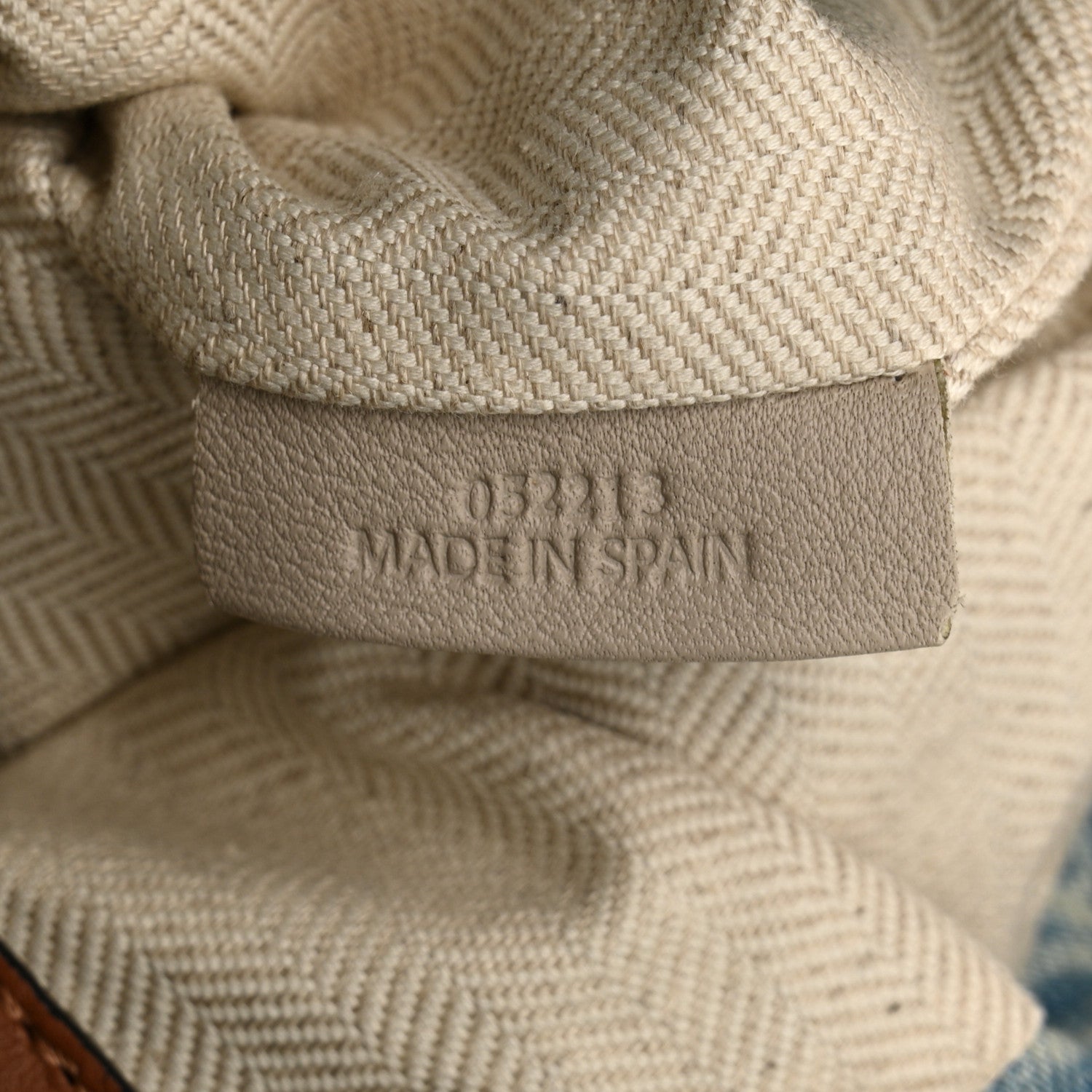 Denim Calfskin Mermaid Print Paula's Ibiza Flamenco Knot Bag Blue Tan