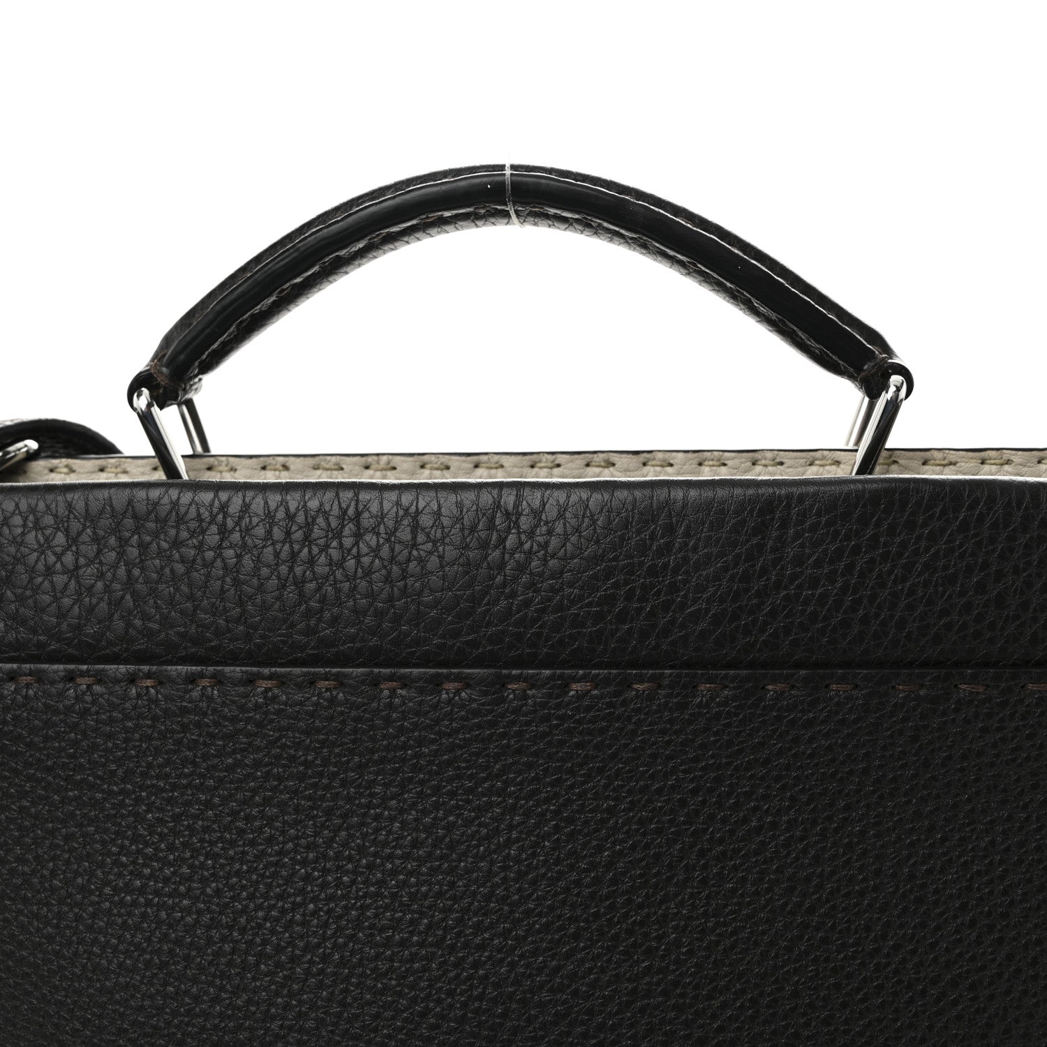 Calfskin Romano Selleria Large Peekaboo Iconic Fit Satchel Brown Milk Multicolor