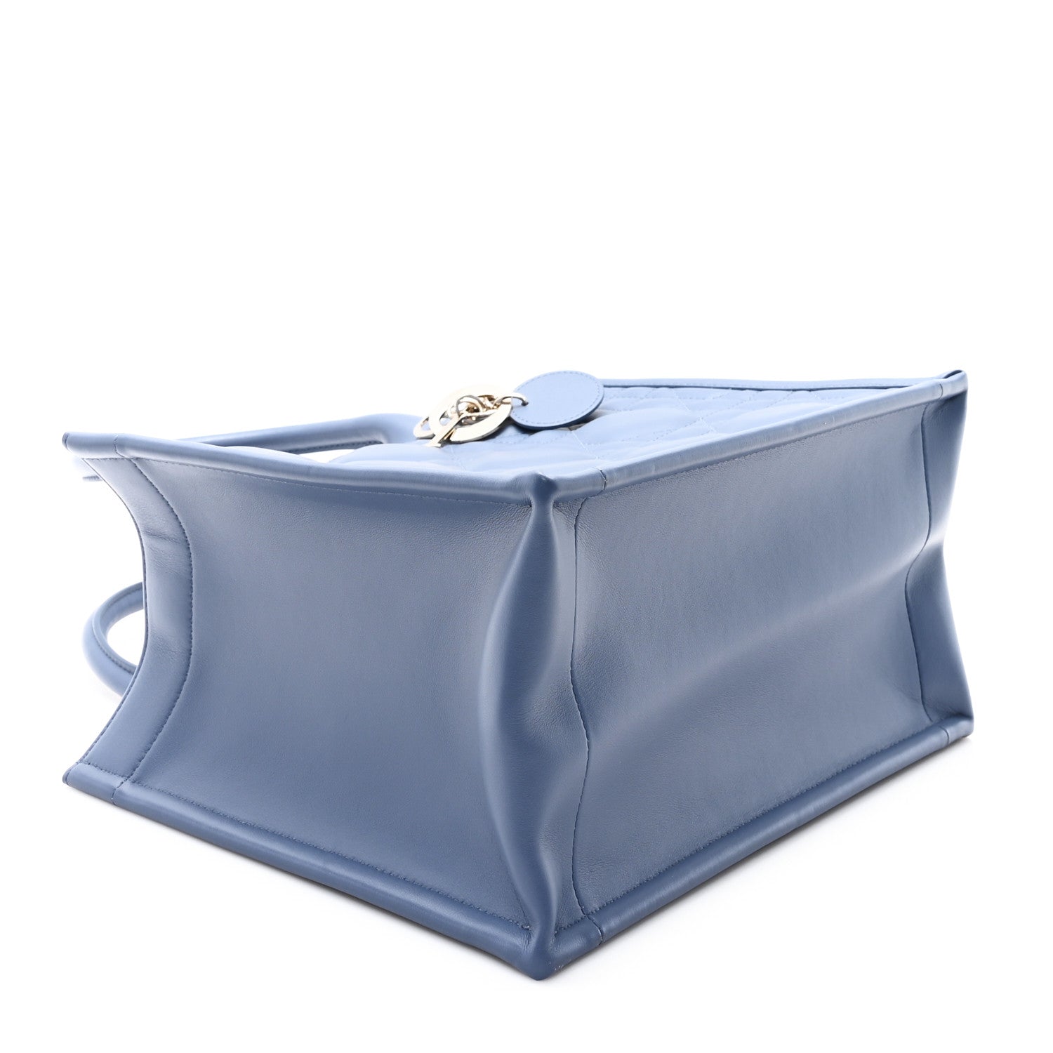 Calfskin Macro Cannage Small Book Tote Denim Blue