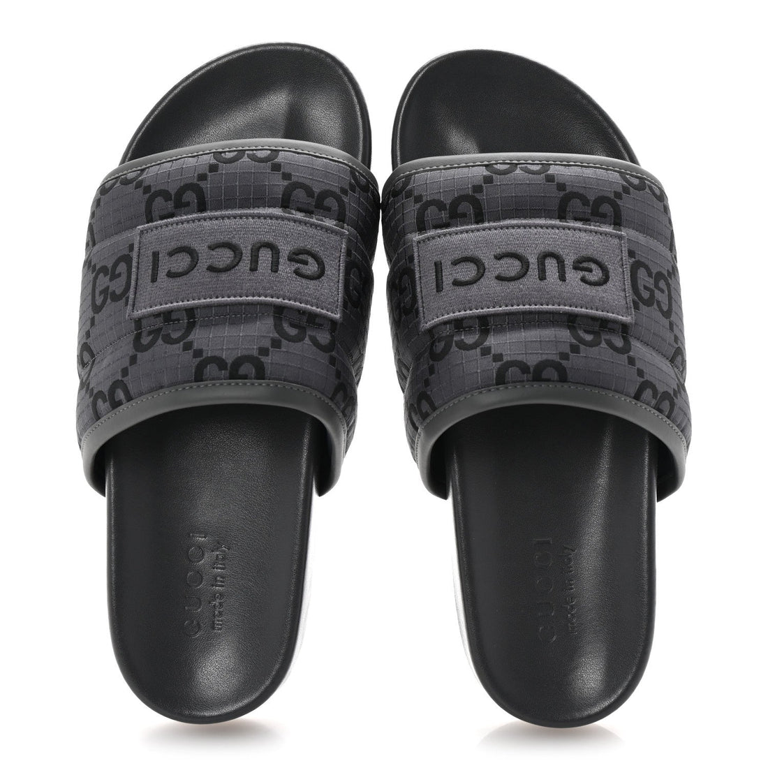 Monogram Ripstop Demetra Mens Slide Sandals 8 Grey Black