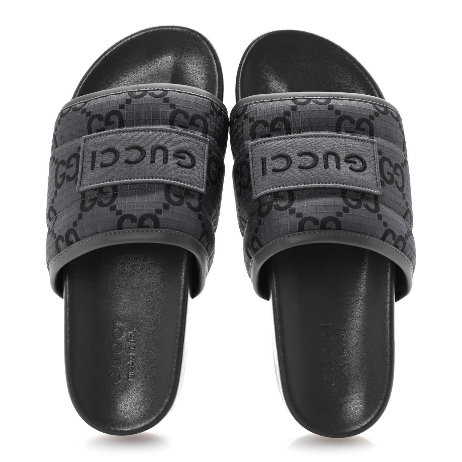 Monogram Ripstop Demetra Mens Slide Sandals 8 Grey Black