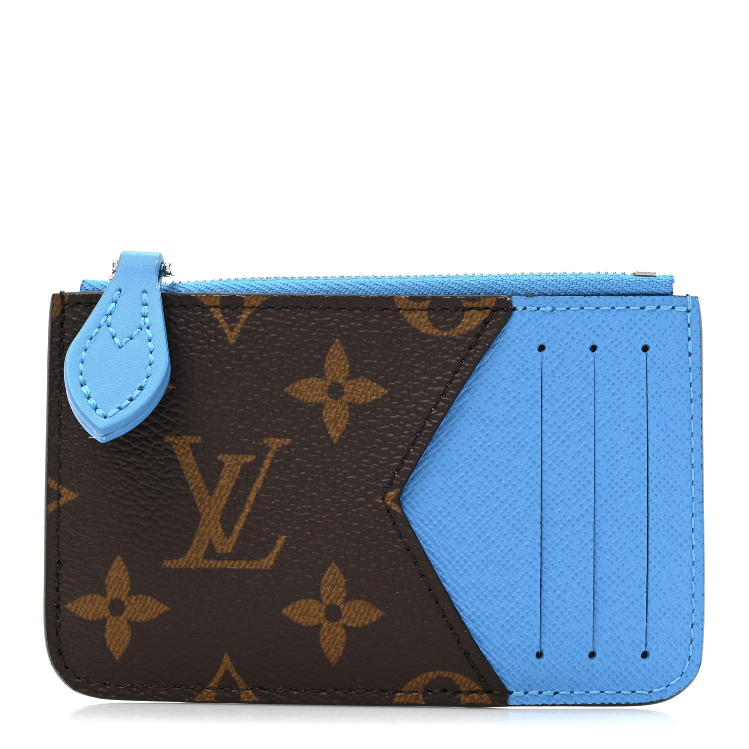 Monogram Zipped Romy Card Holder Gaston Blue