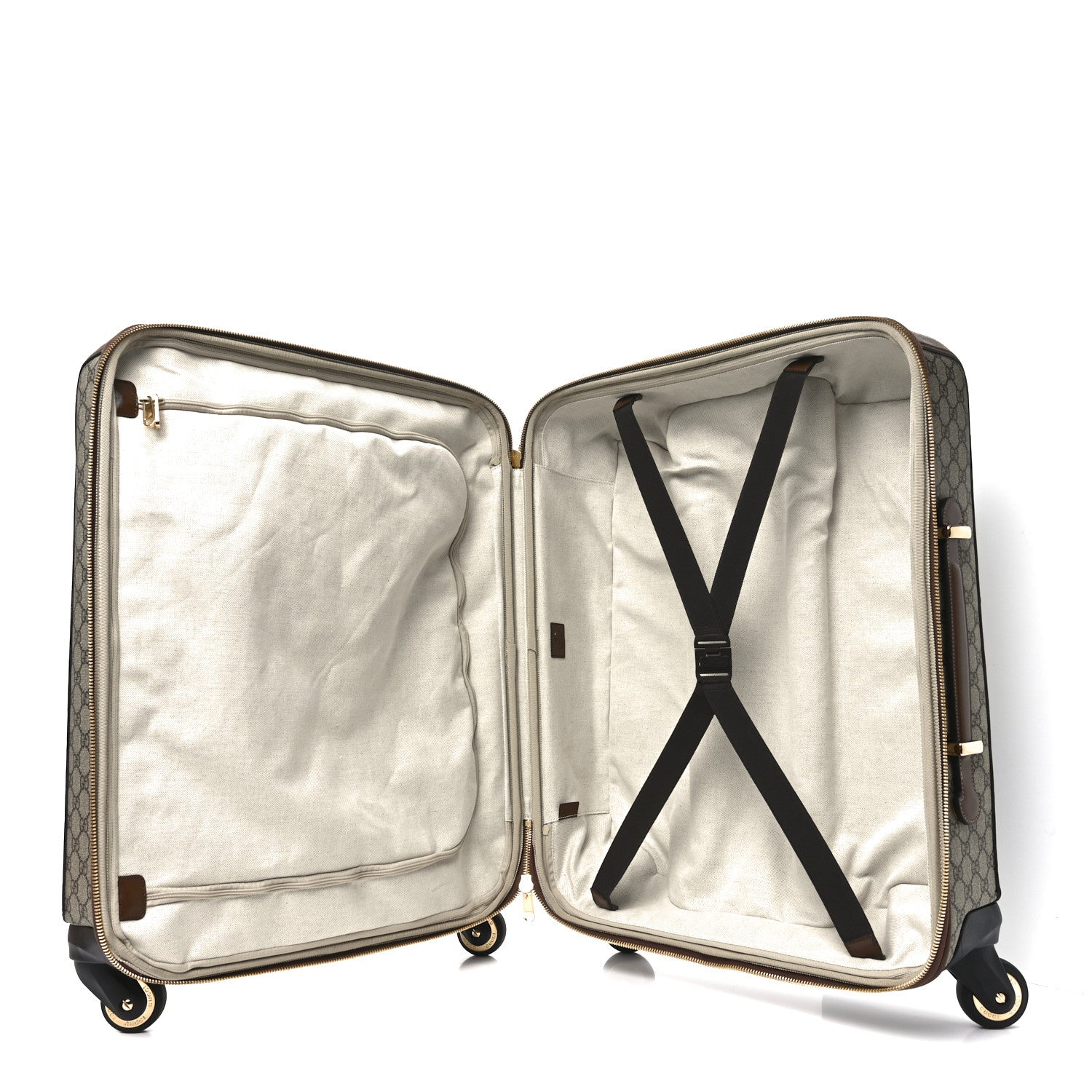 GG Supreme Monogram Azalea Calfskin Retro Interlocking G Small Savoy Cabin Trolley Beige Ebony Brown Sugar